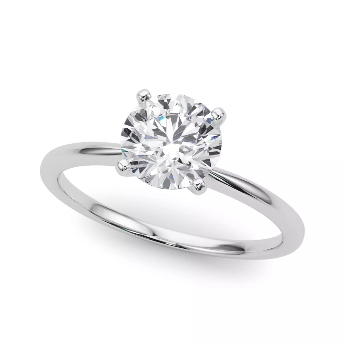 Classic 4-Prong Solitaire 14K White Gold Engagement Ring