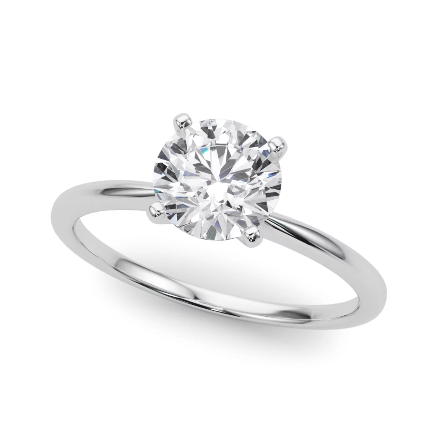 Classic 4-Prong Solitaire 18K White Gold Engagement Ring