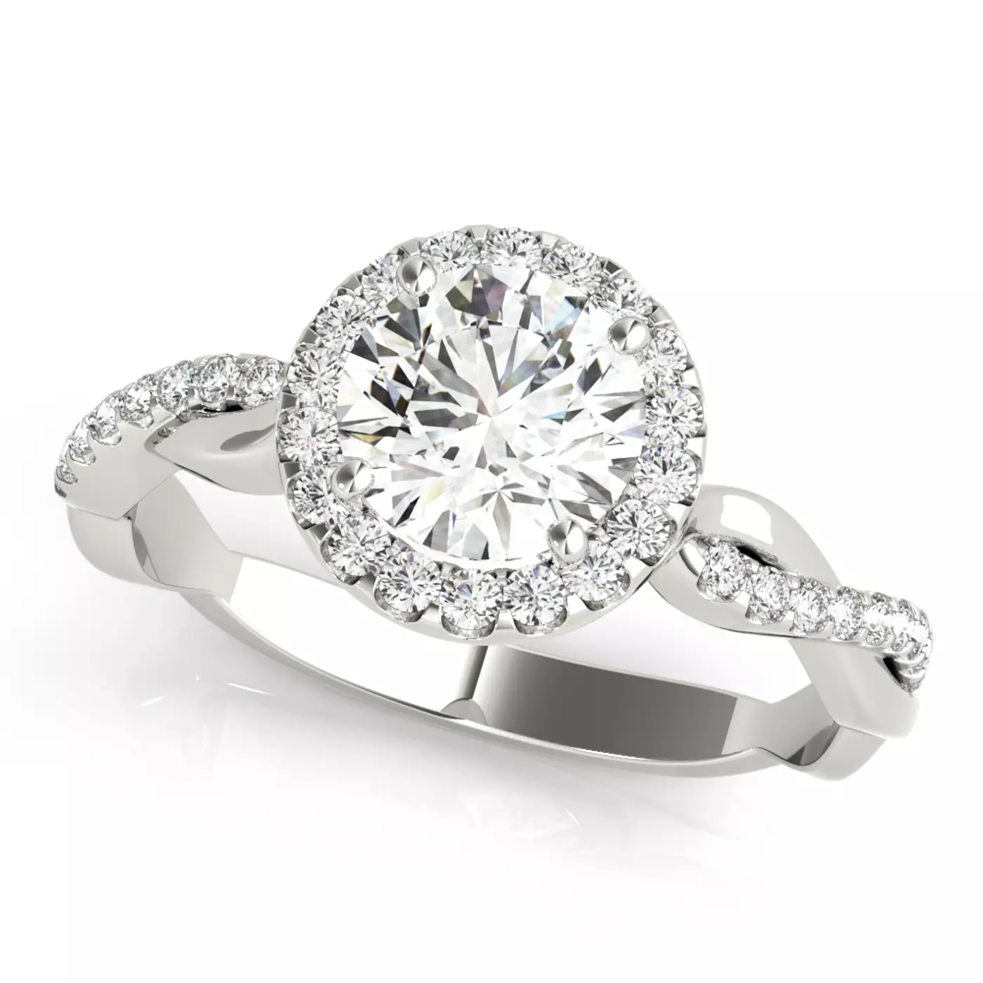 Interwoven Detailing 18K White Gold Engagement Ring