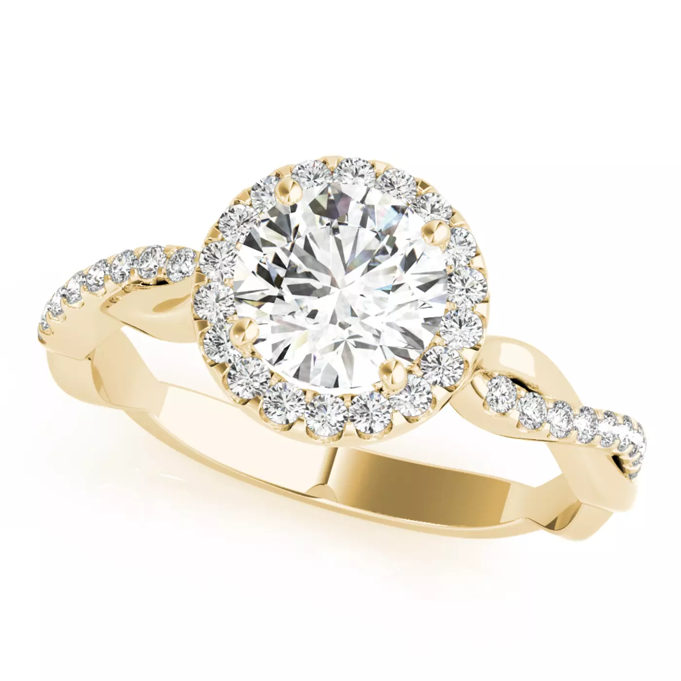 Interwoven Detailing 18K Yellow Gold Engagement Ring