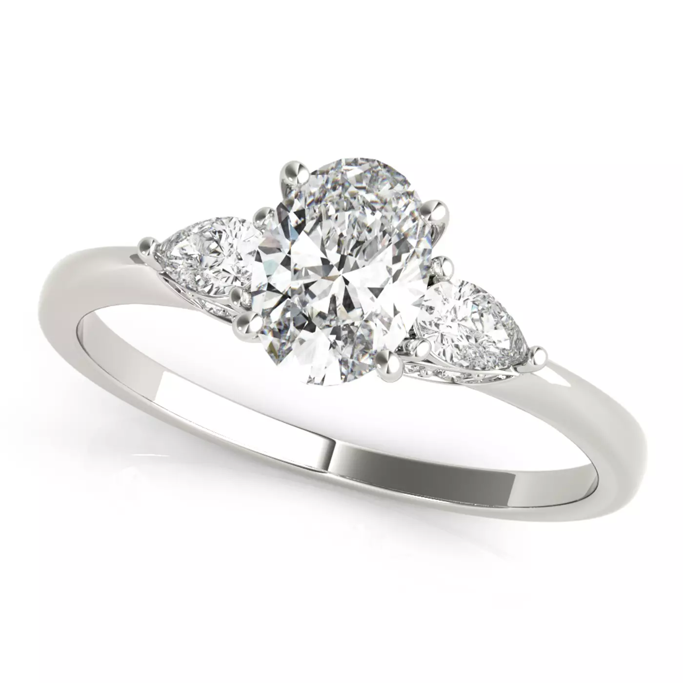 Elongated Pear Elegance 14K White Gold Engagement Ring