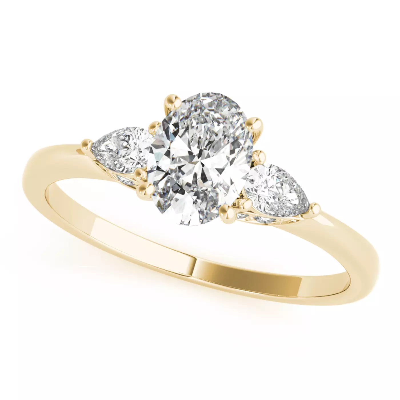 Elongated Pear Elegance 14K Yellow Gold Engagement Ring