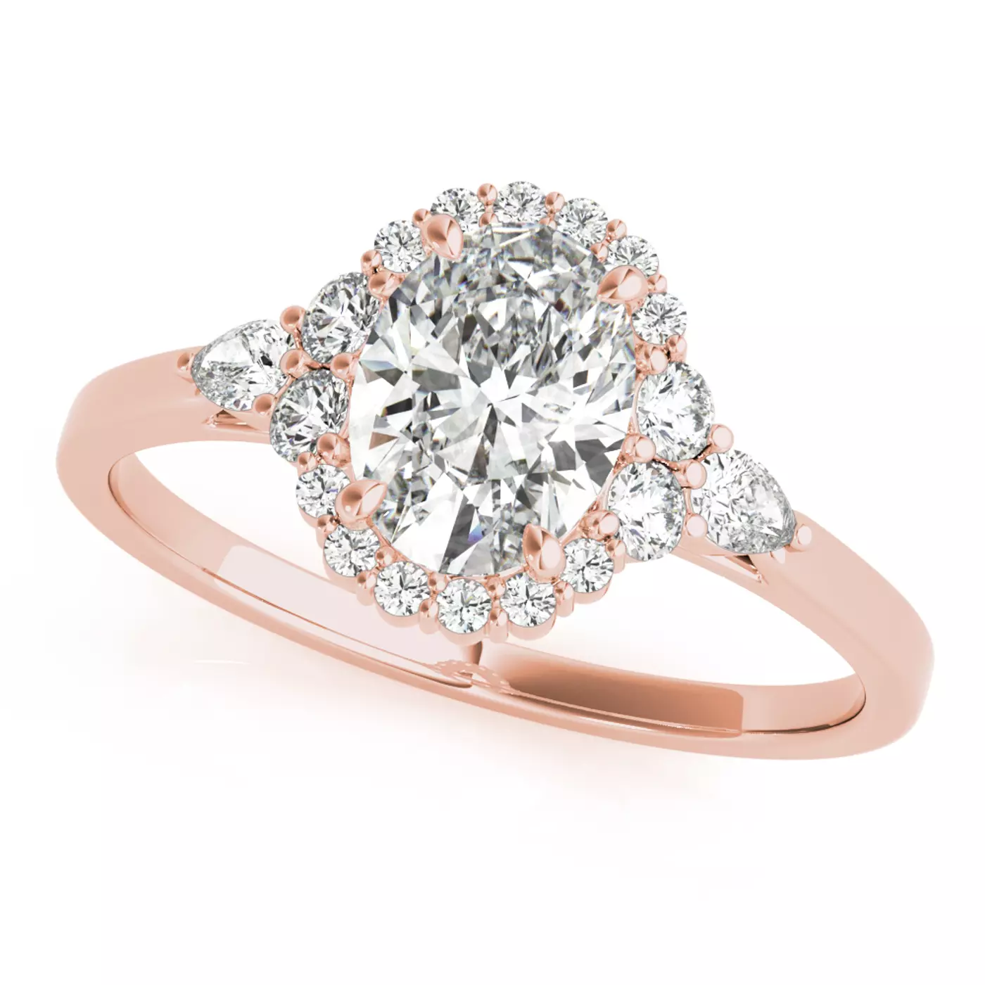 Radiant Halo Frame 14K Rose Gold Engagement Ring