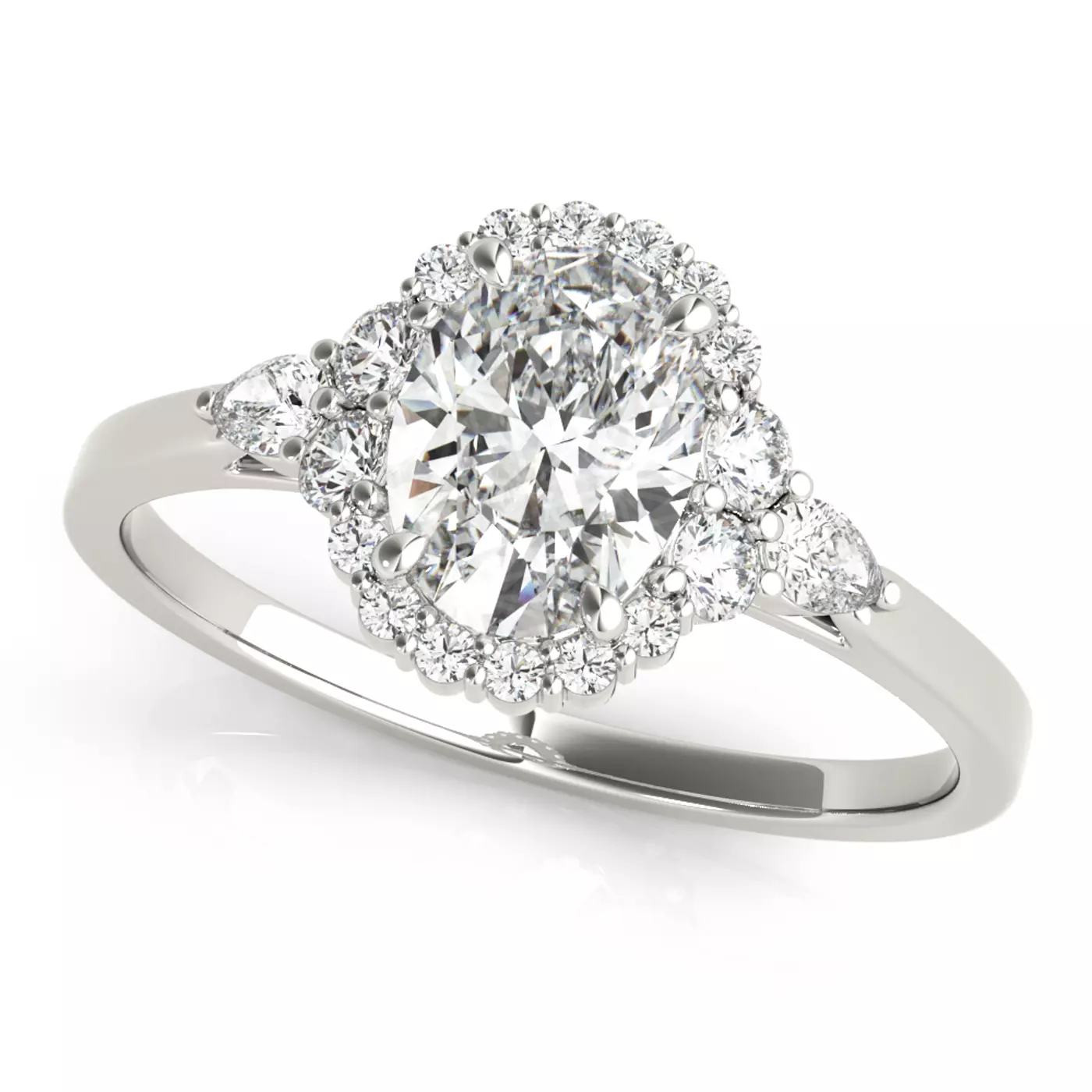 Radiant Halo Frame 18K White Gold Engagement Ring