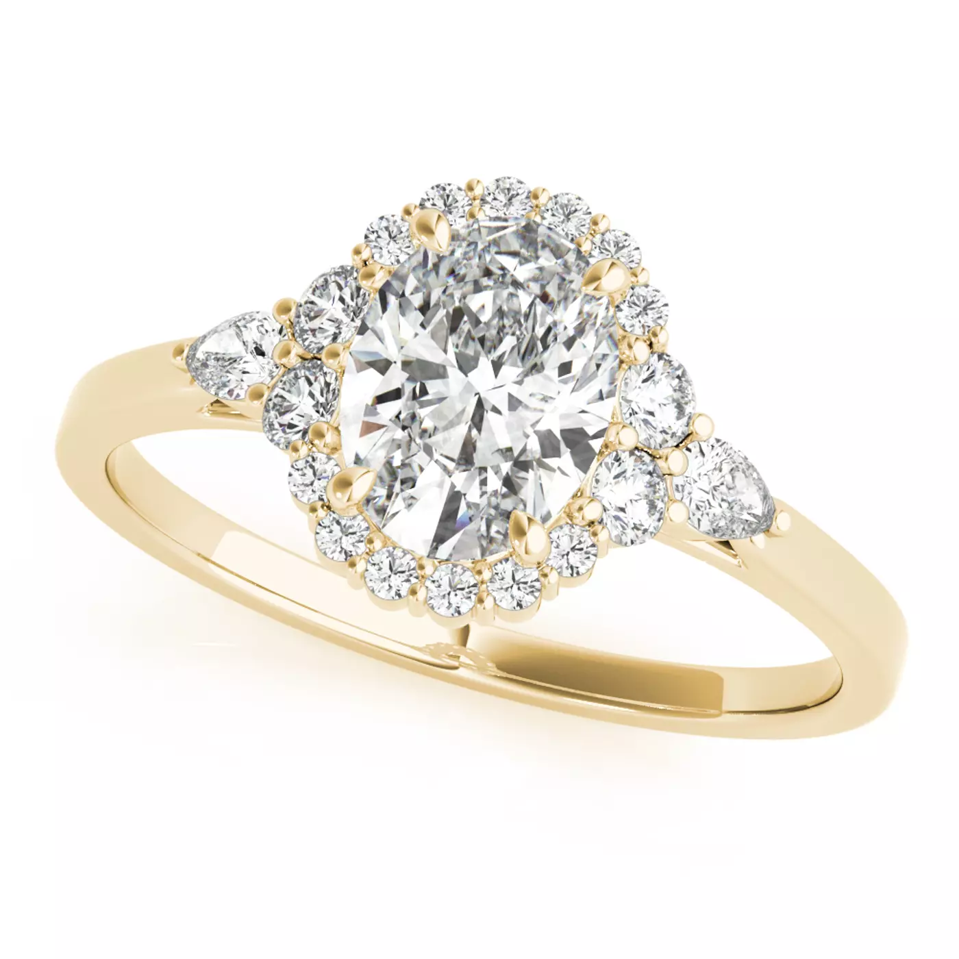 Radiant Halo Frame 18K Yellow Gold Engagement Ring