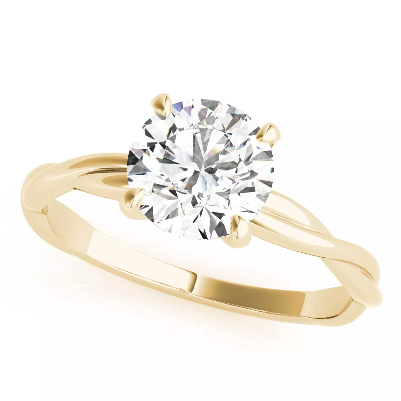 Interwoven Detailing 14K Yellow Gold Engagement Ring