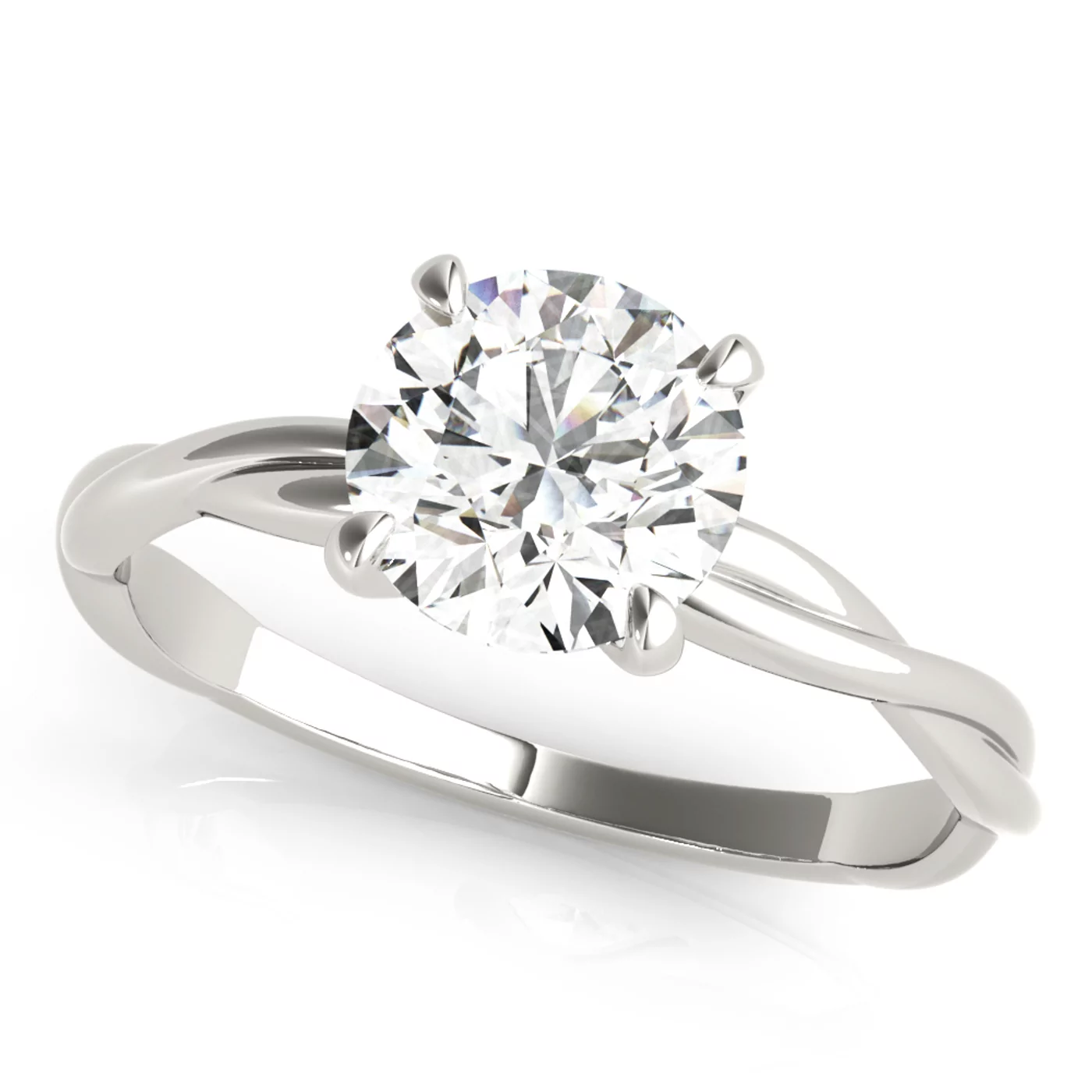 Interwoven Detailing 18K White Gold Engagement Ring