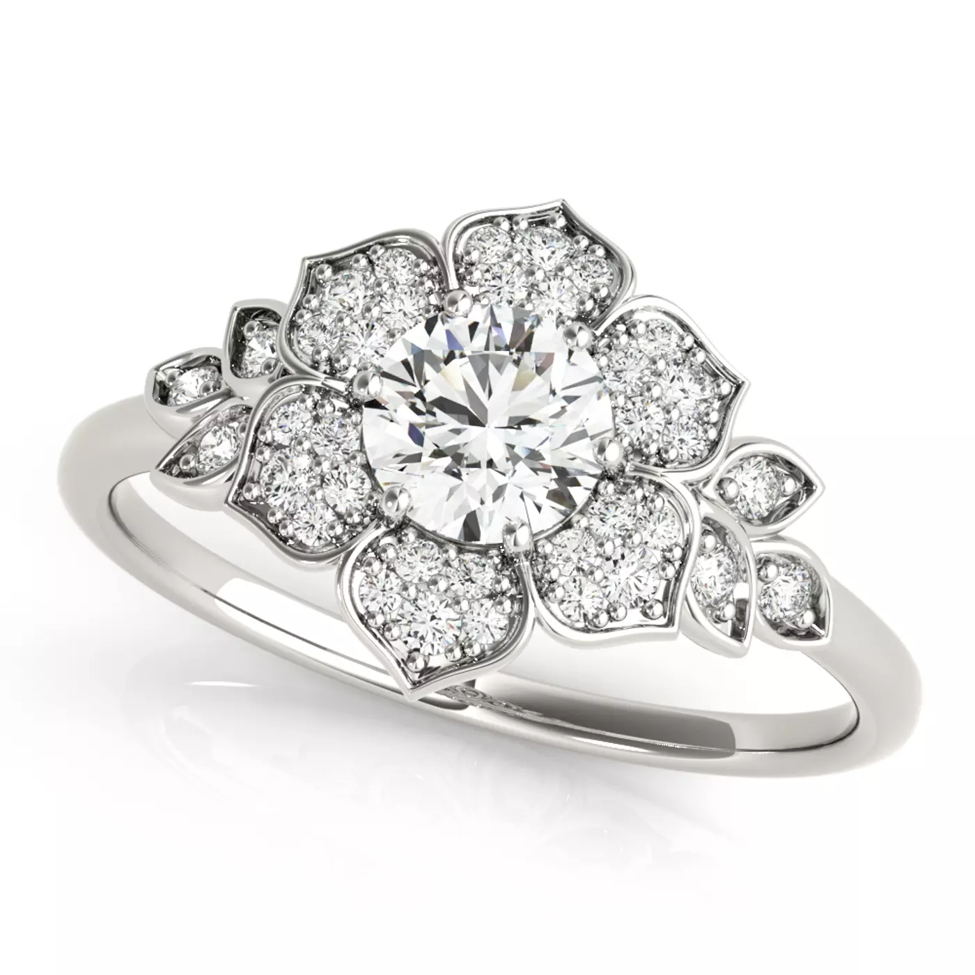 Radiant Halo Frame 14K White Gold Engagement Ring