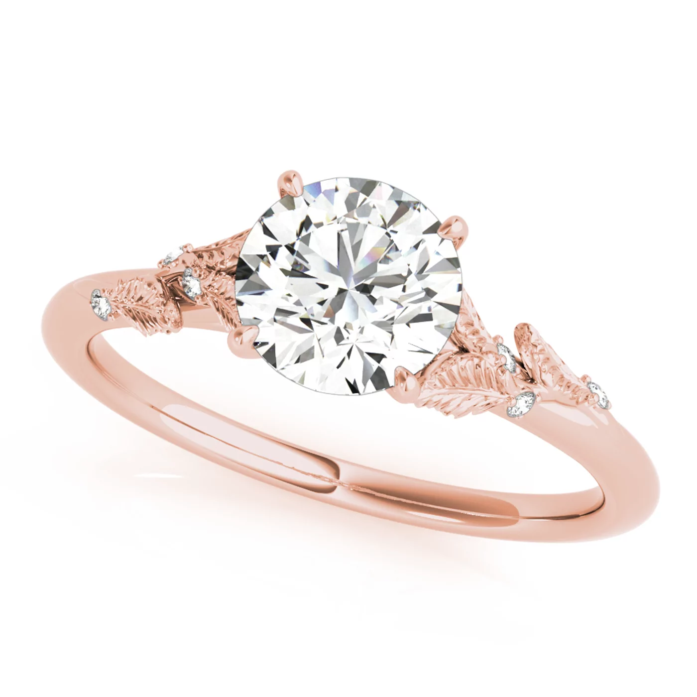 Brilliant Side Accents 14K Rose Gold Engagement Ring