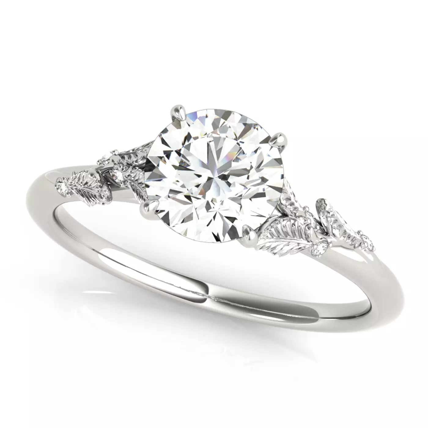 Brilliant Side Accents 14K White Gold Engagement Ring
