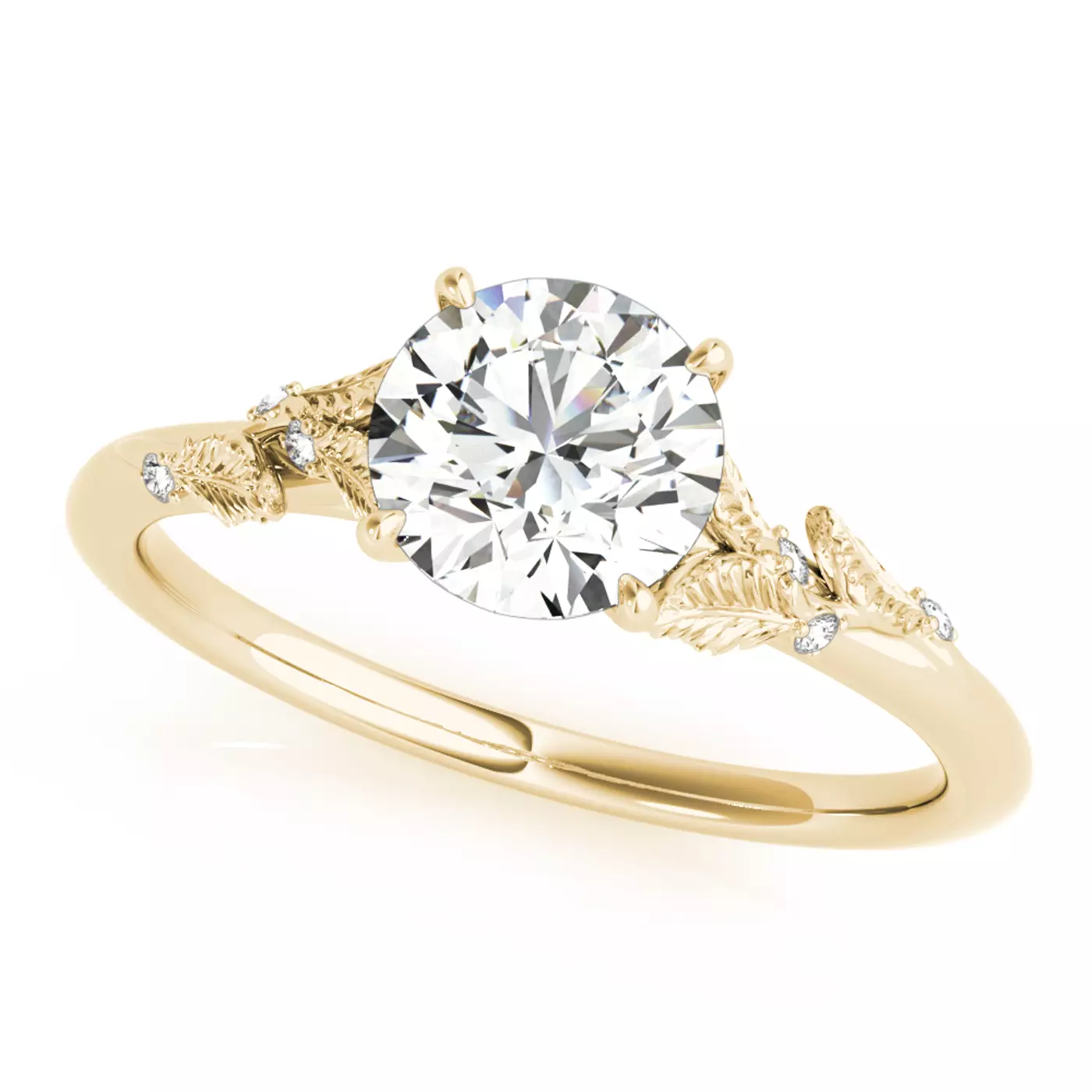 Brilliant Side Accents 14K Yellow Gold Engagement Ring