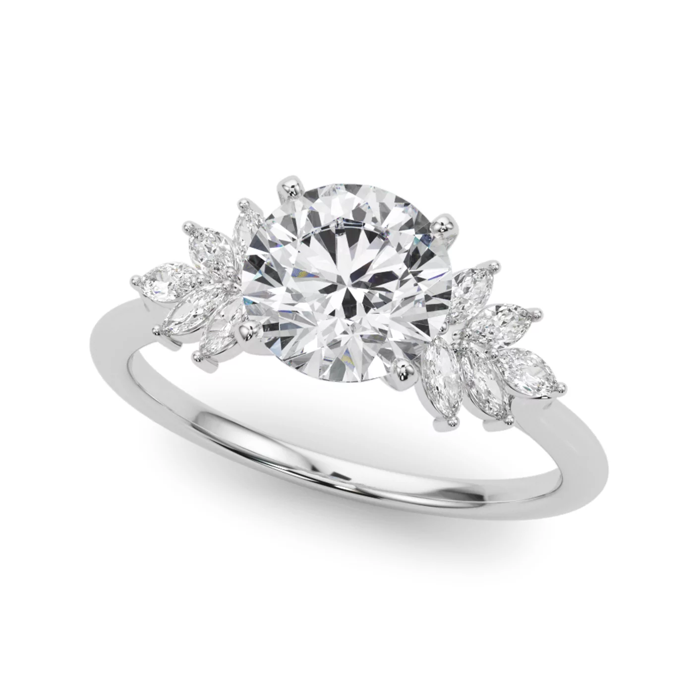 Marquise-Inspired Shape 18K White Gold Engagement Ring