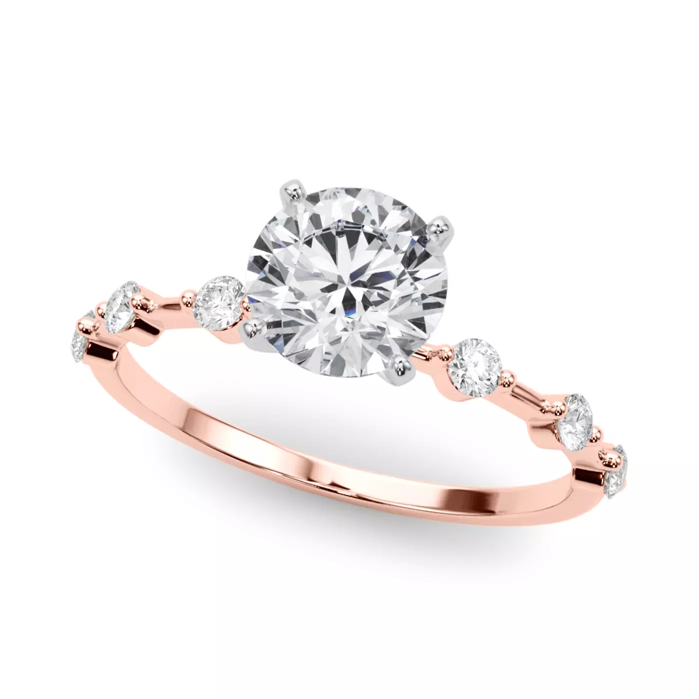 Brilliant Side Accents 14K Rose Gold Engagement Ring