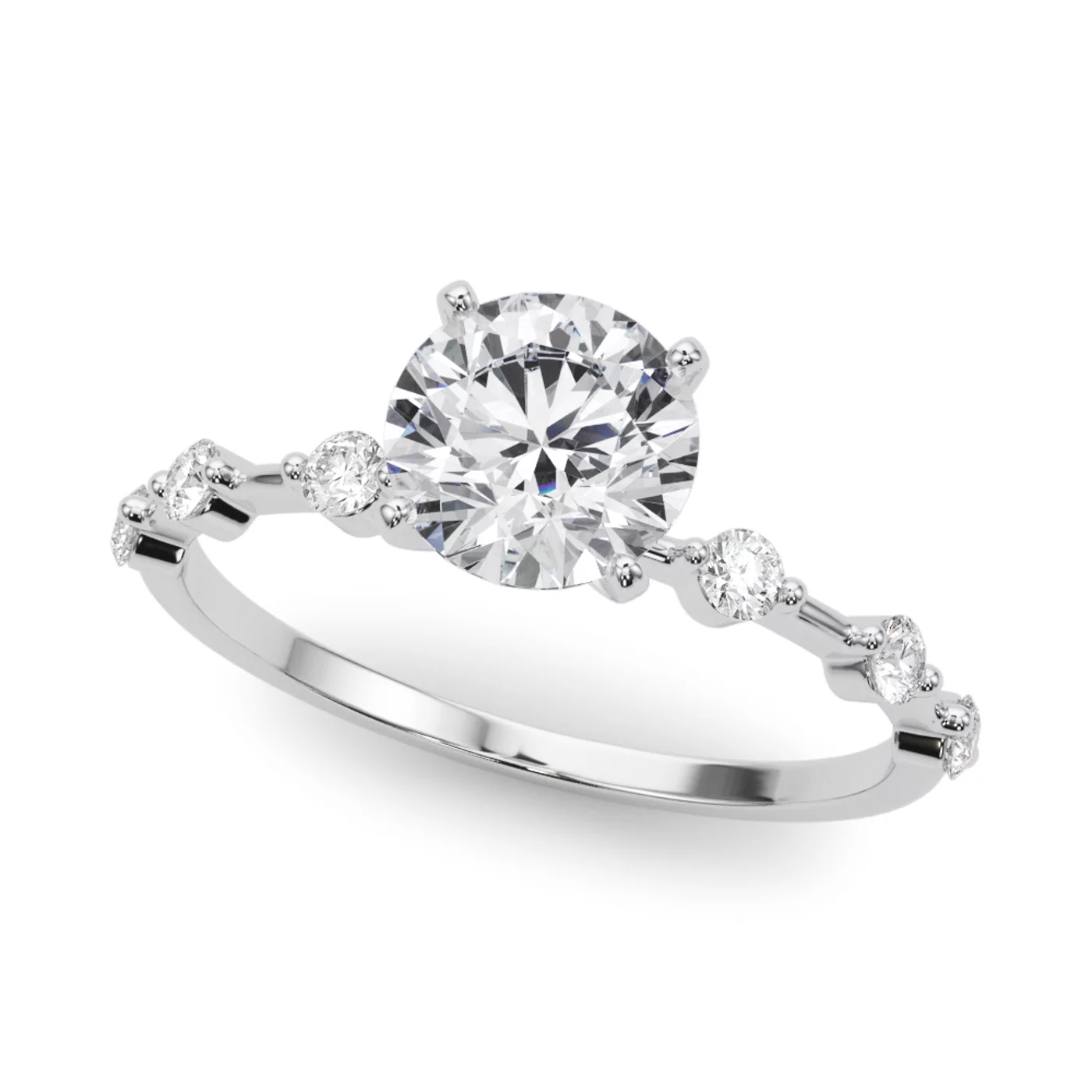 Brilliant Side Accents 14K White Gold Engagement Ring