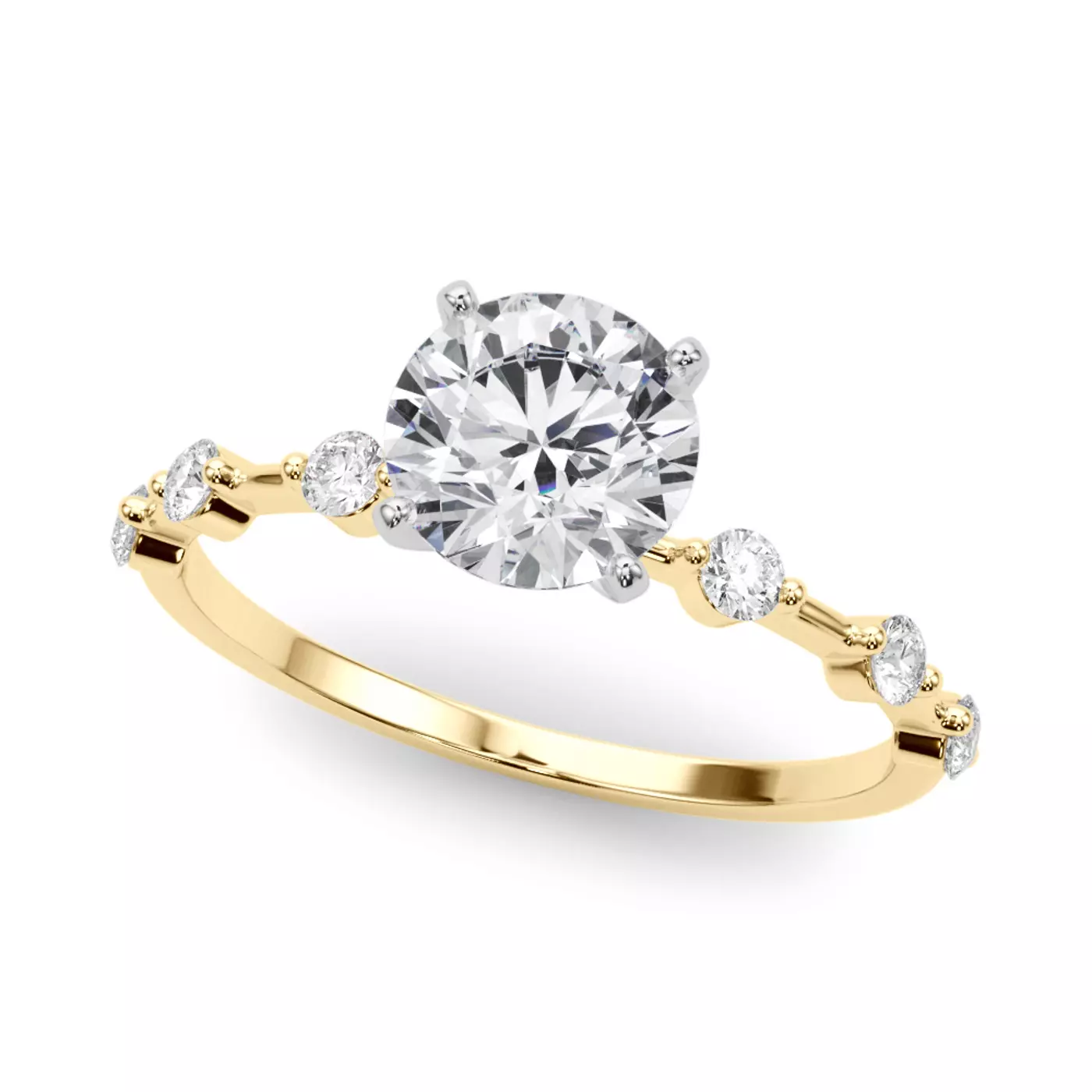 Brilliant Side Accents 14K Yellow Gold Engagement Ring