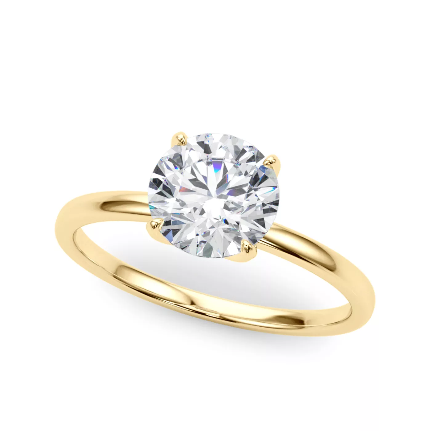 Open Petal Prongs 14K Yellow Gold Engagement Ring