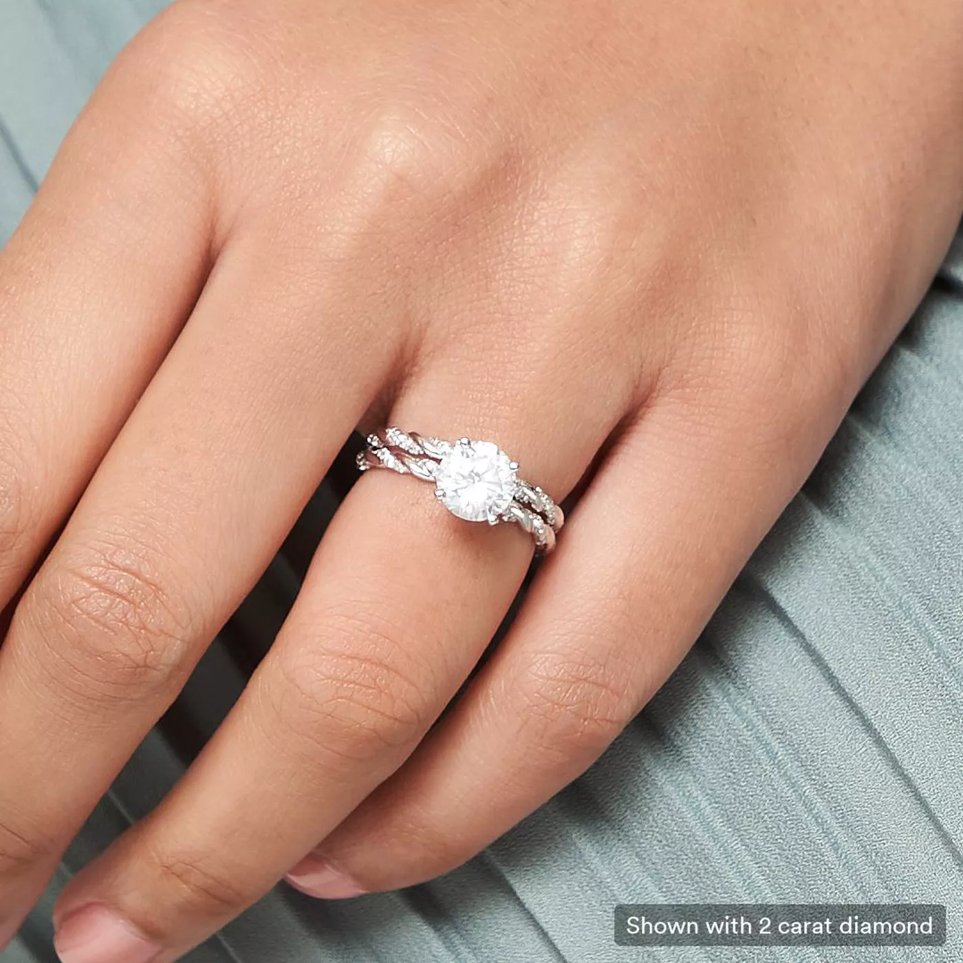 Freya Diamond Twist Engagement Ring - 14K White Gold