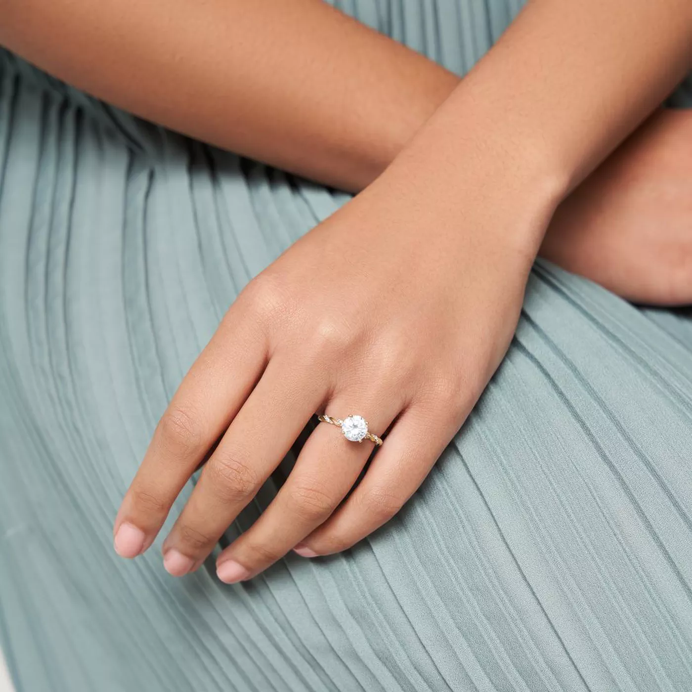 Freya Diamond Twist Engagement Ring - 14K Yellow Gold