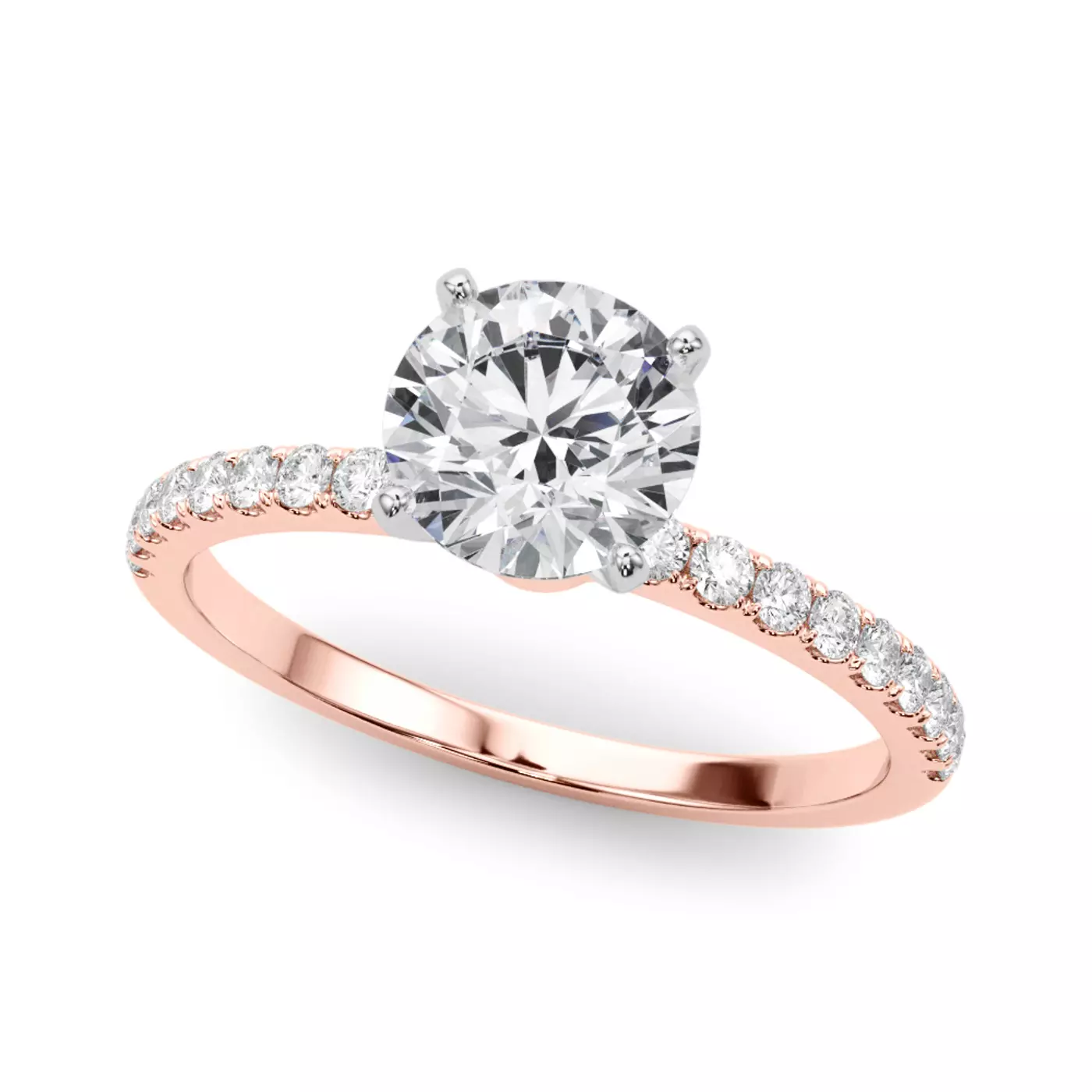 Pavé Band 14K Rose Gold Engagement Ring