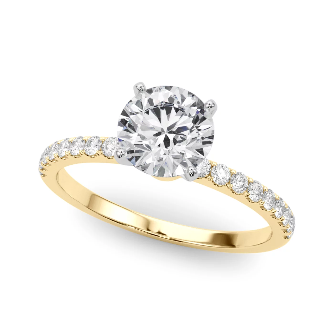 Pavé Band 14K Yellow Gold Engagement Ring