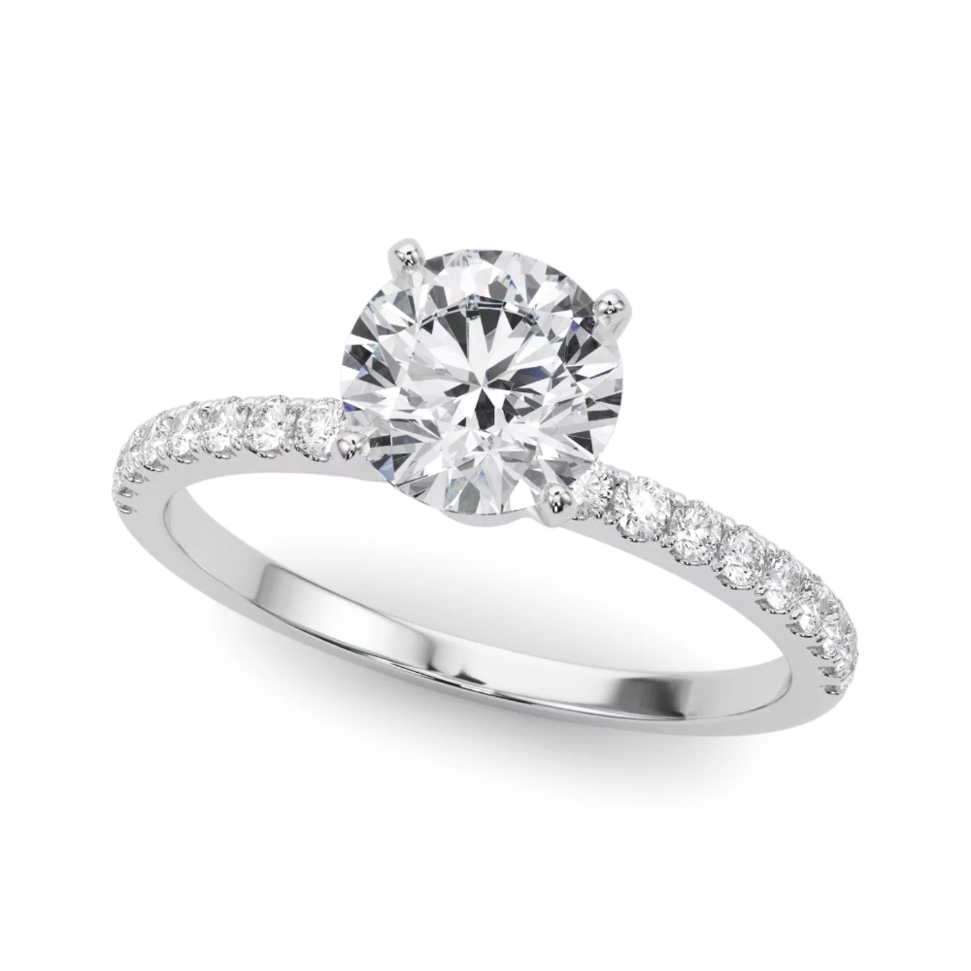 Pavé Band 18K White Gold Engagement Ring