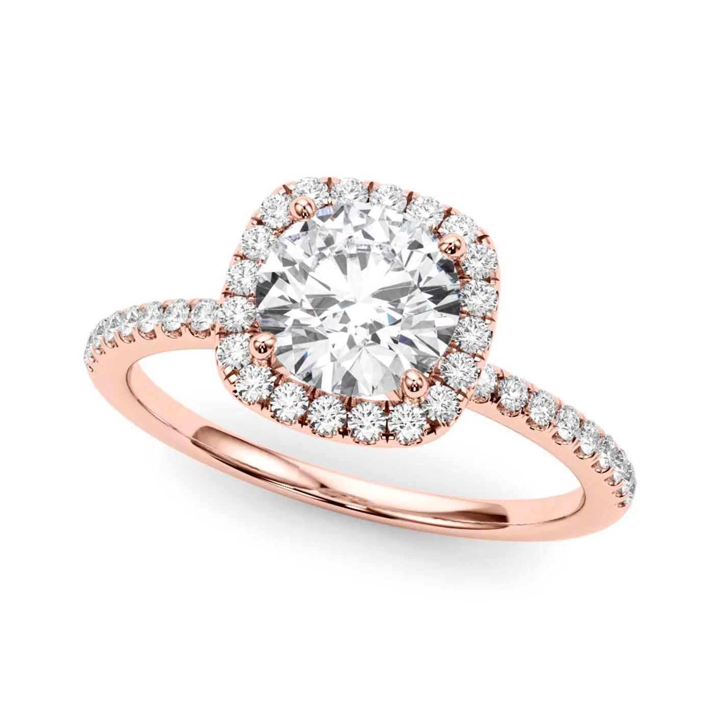 Radiant Halo Frame 14K Rose Gold Engagement Ring
