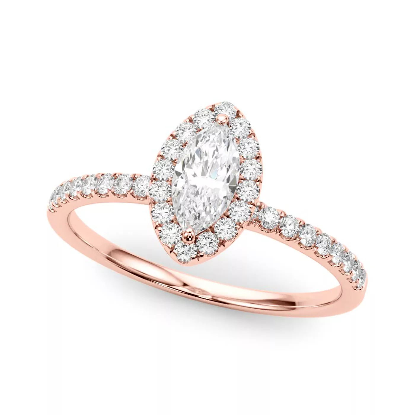 Radiant Halo Frame 14K Rose Gold Engagement Ring
