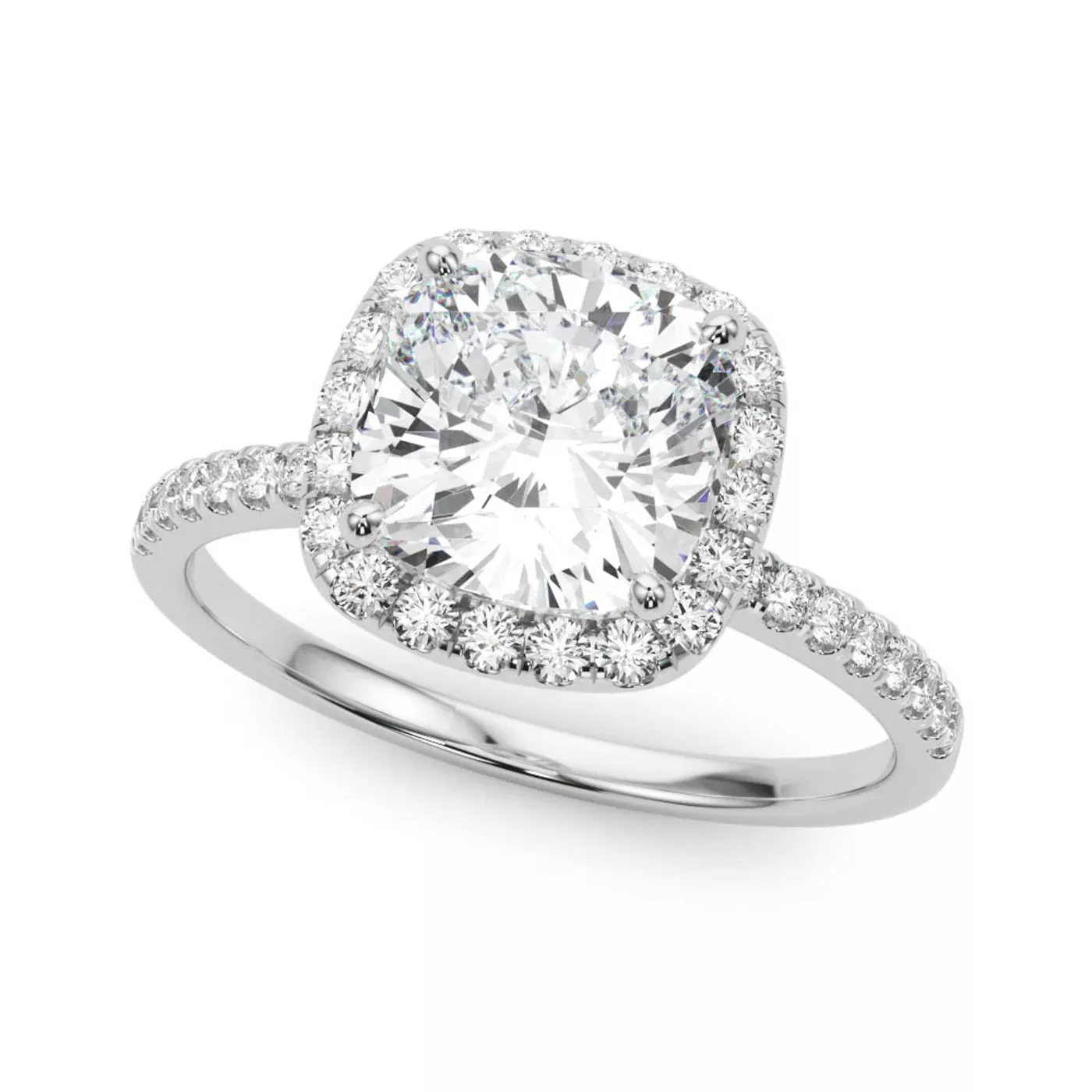 Radiant Halo Frame 14K White Gold Engagement Ring