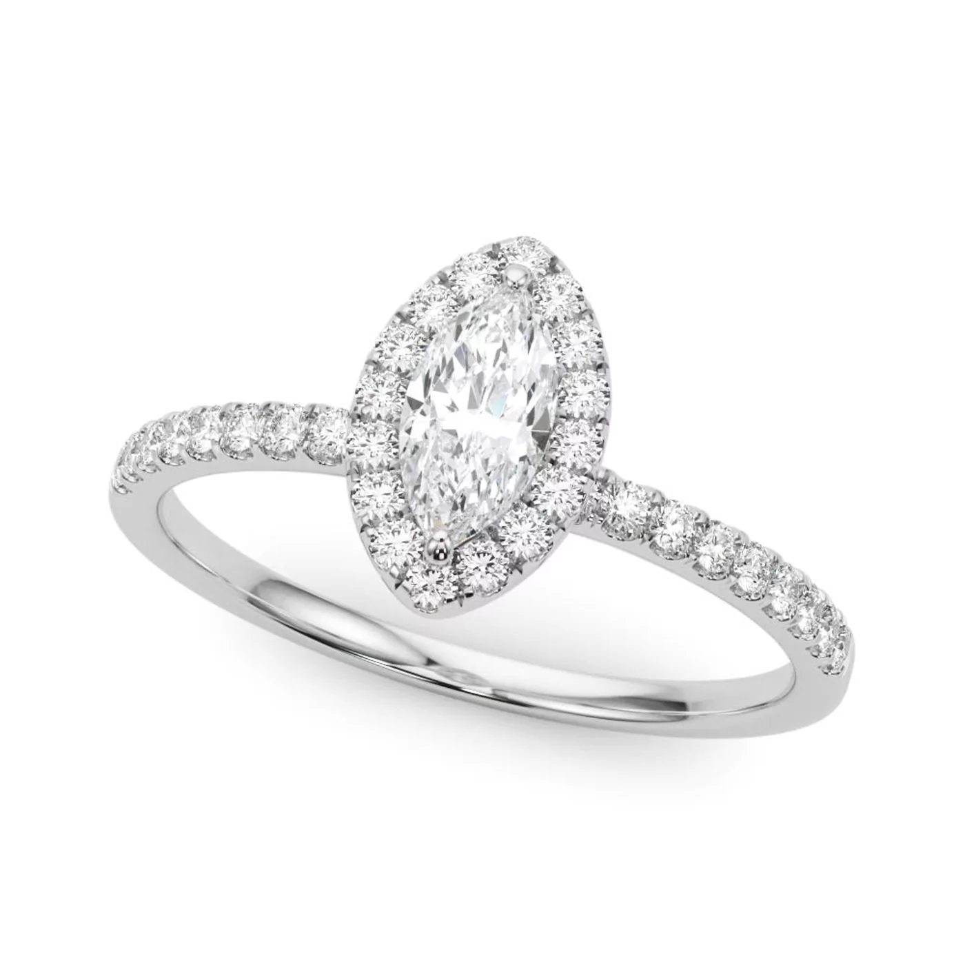 Radiant Halo Frame 14K White Gold Engagement Ring