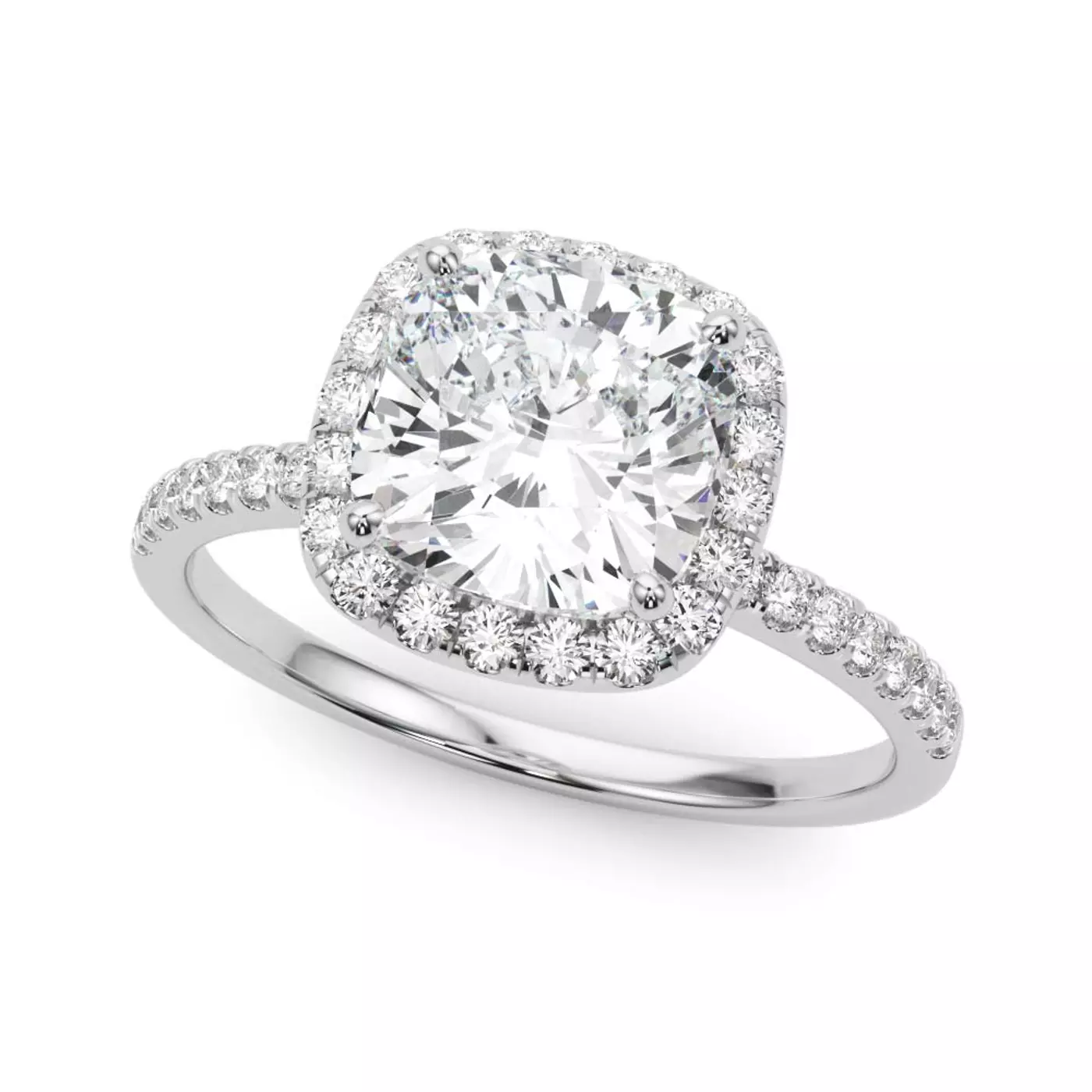 Radiant Halo Frame Platinum Engagement Ring