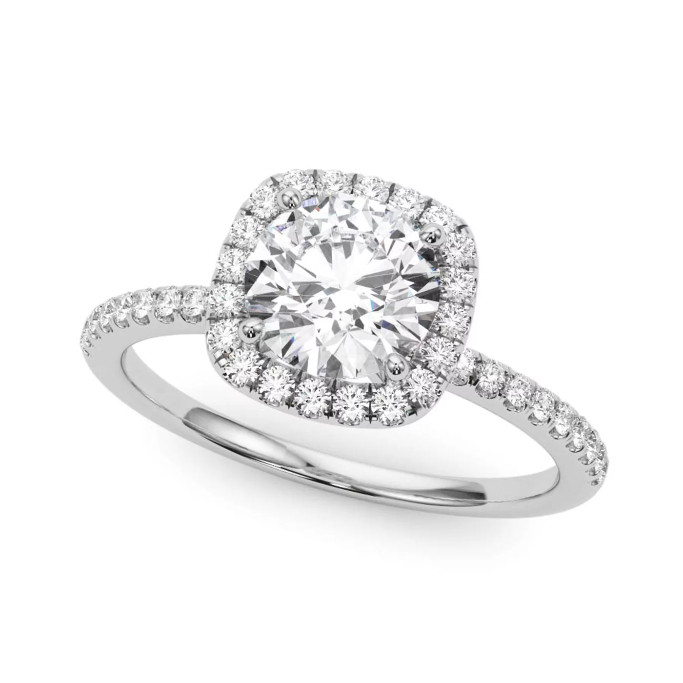 Radiant Halo Frame Platinum Engagement Ring
