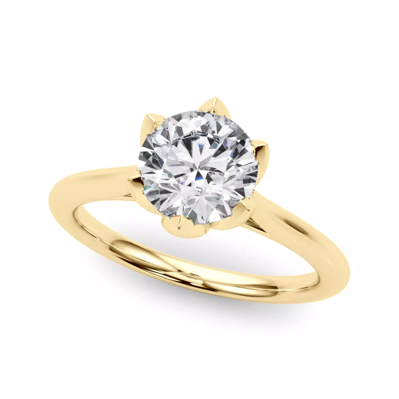 Tulip-Inspired Prongs 14K Yellow Gold Engagement Ring