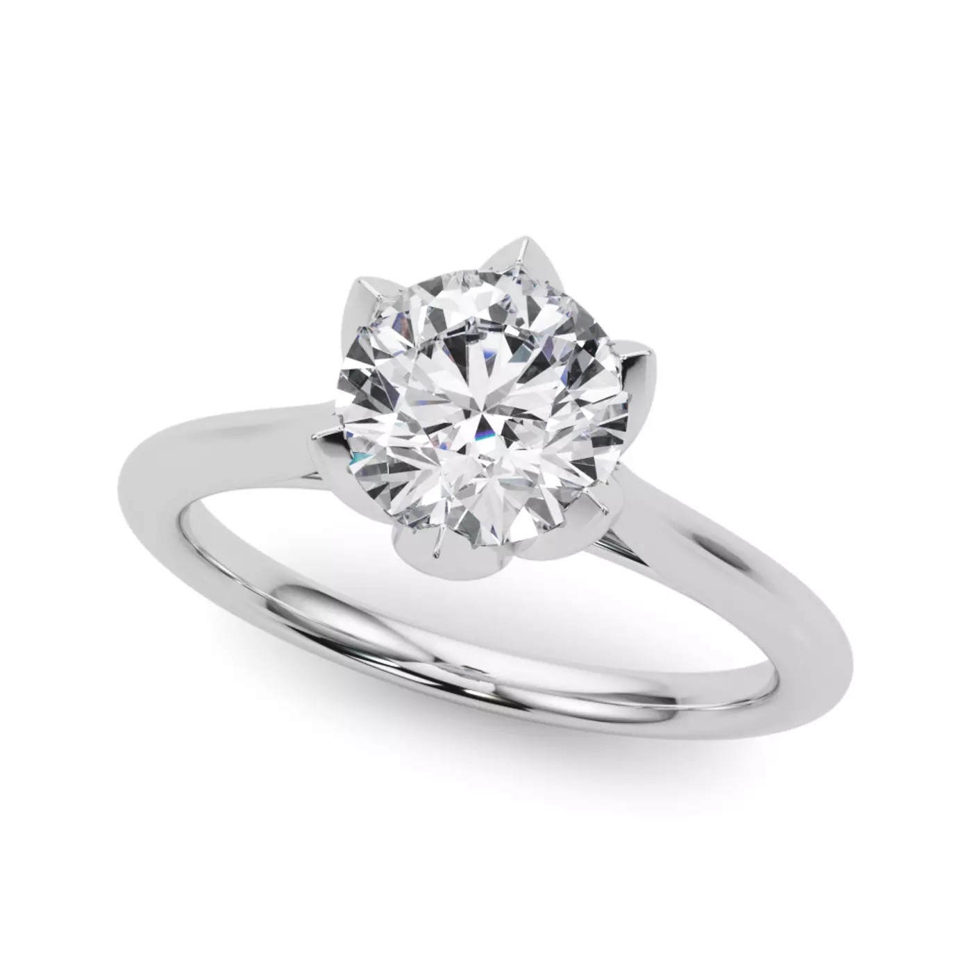 Tulip-Inspired Prongs Platinum Engagement Ring