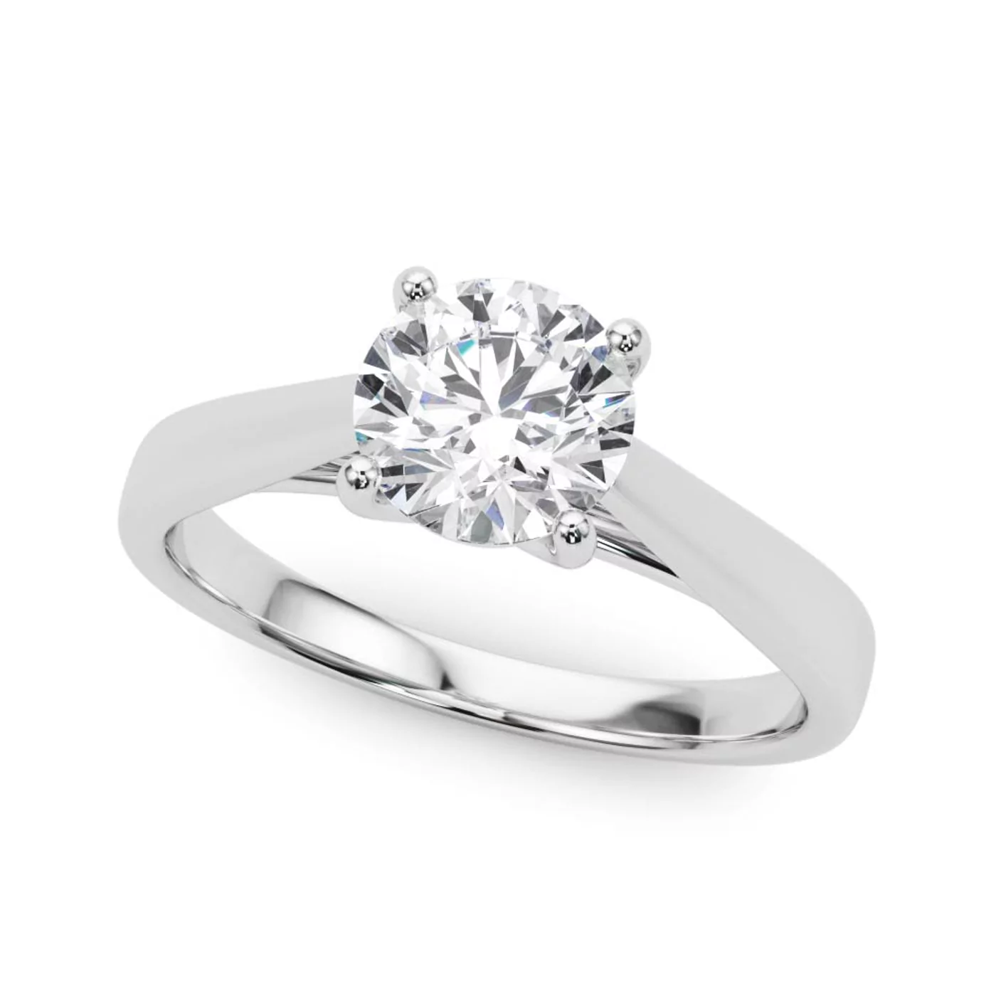 Cathedral Profile 18K White Gold Engagement Ring