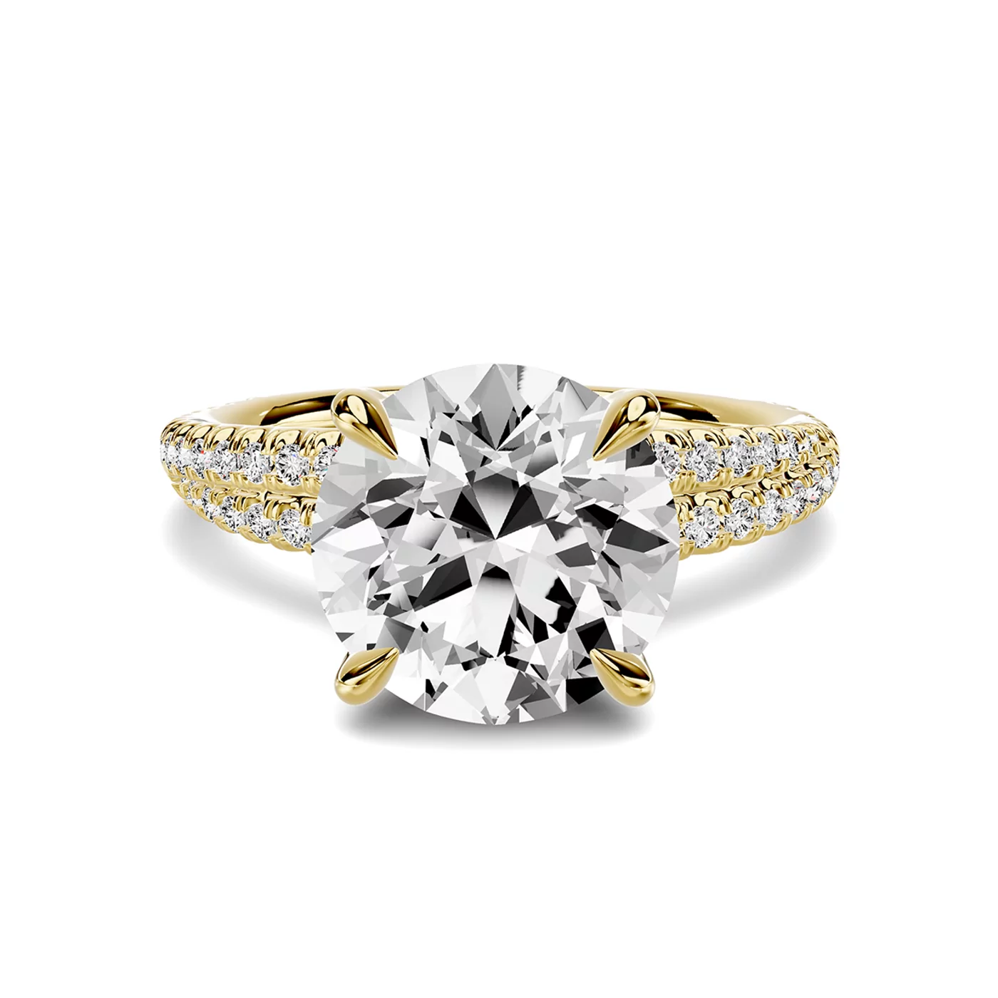 Diamond-Lined Band 18K Yellow Gold Engagement Ring