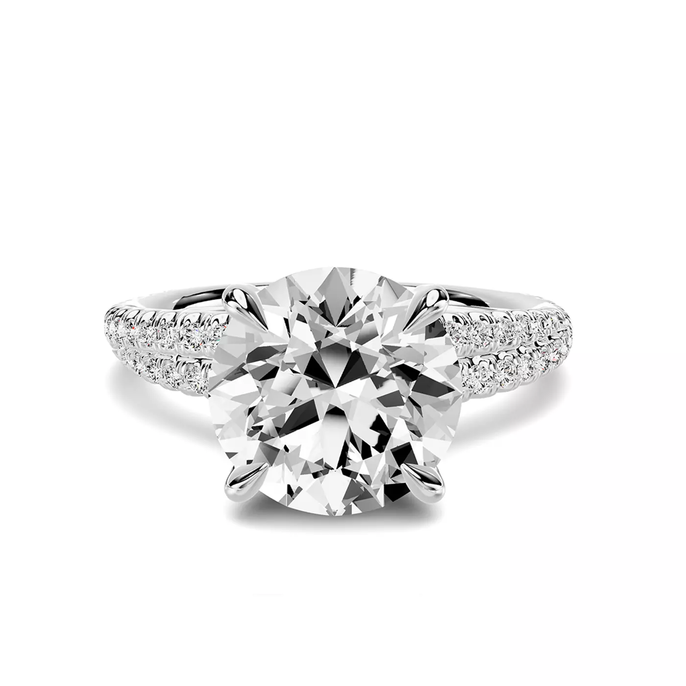 Diamond-Lined Band Platinum Engagement Ring