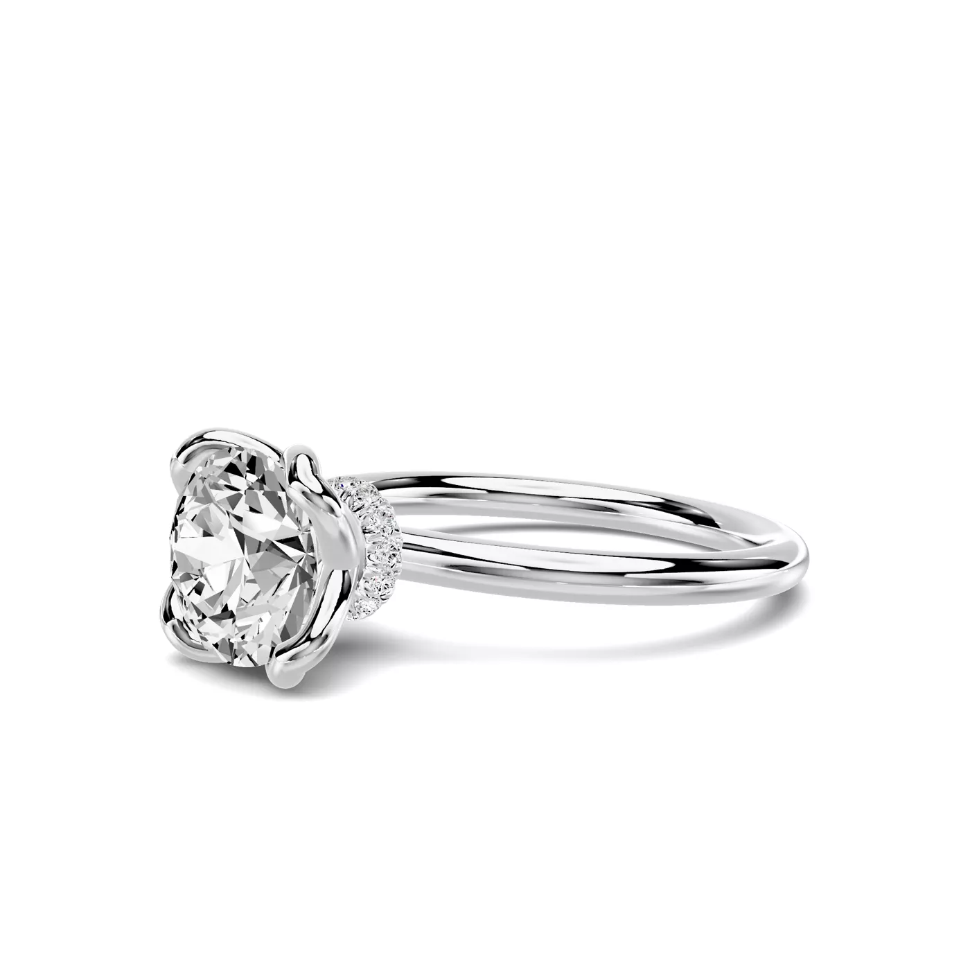 Concealed Halo Sparkle 18K White Gold Engagement Ring