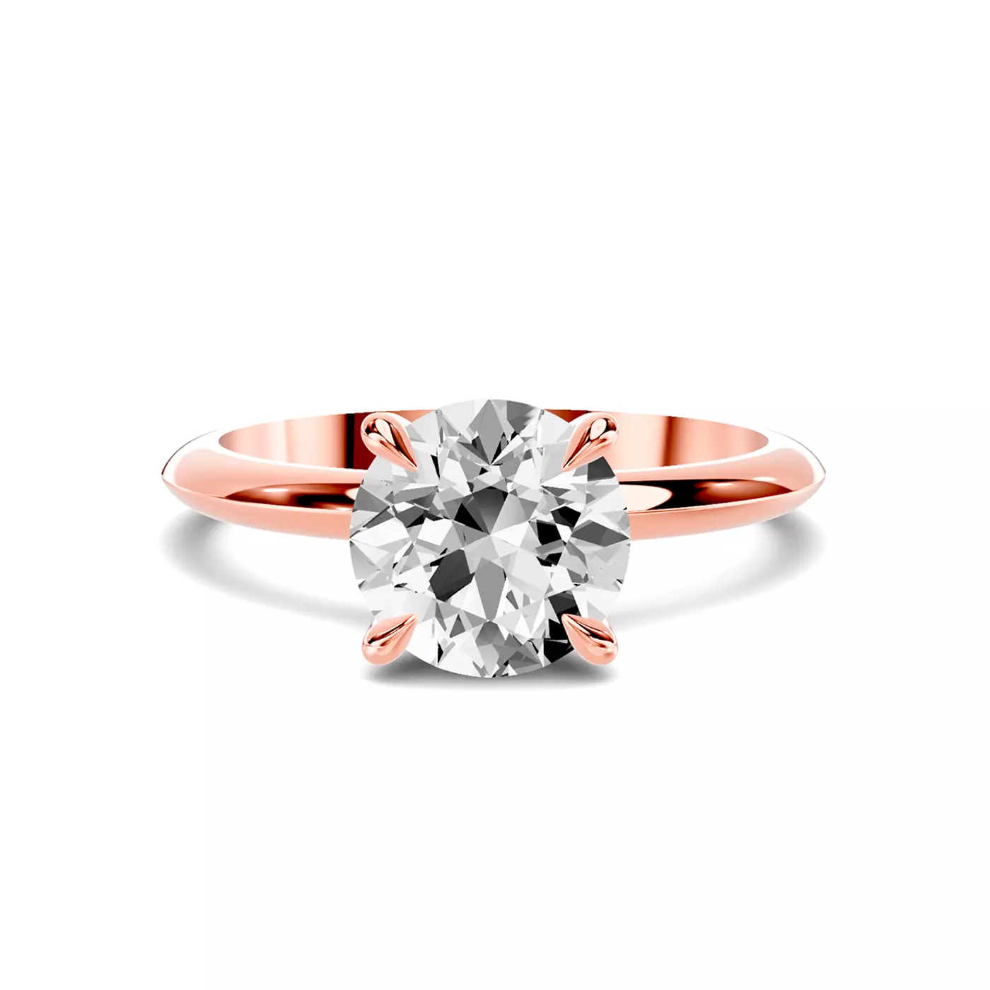 Knife-Edge Band 14K Rose Gold Engagement Ring