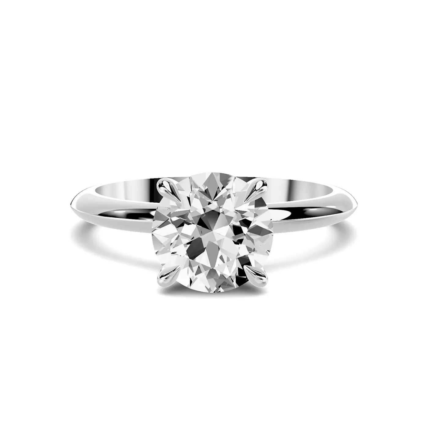 Knife-Edge Band 14K White Gold Engagement Ring