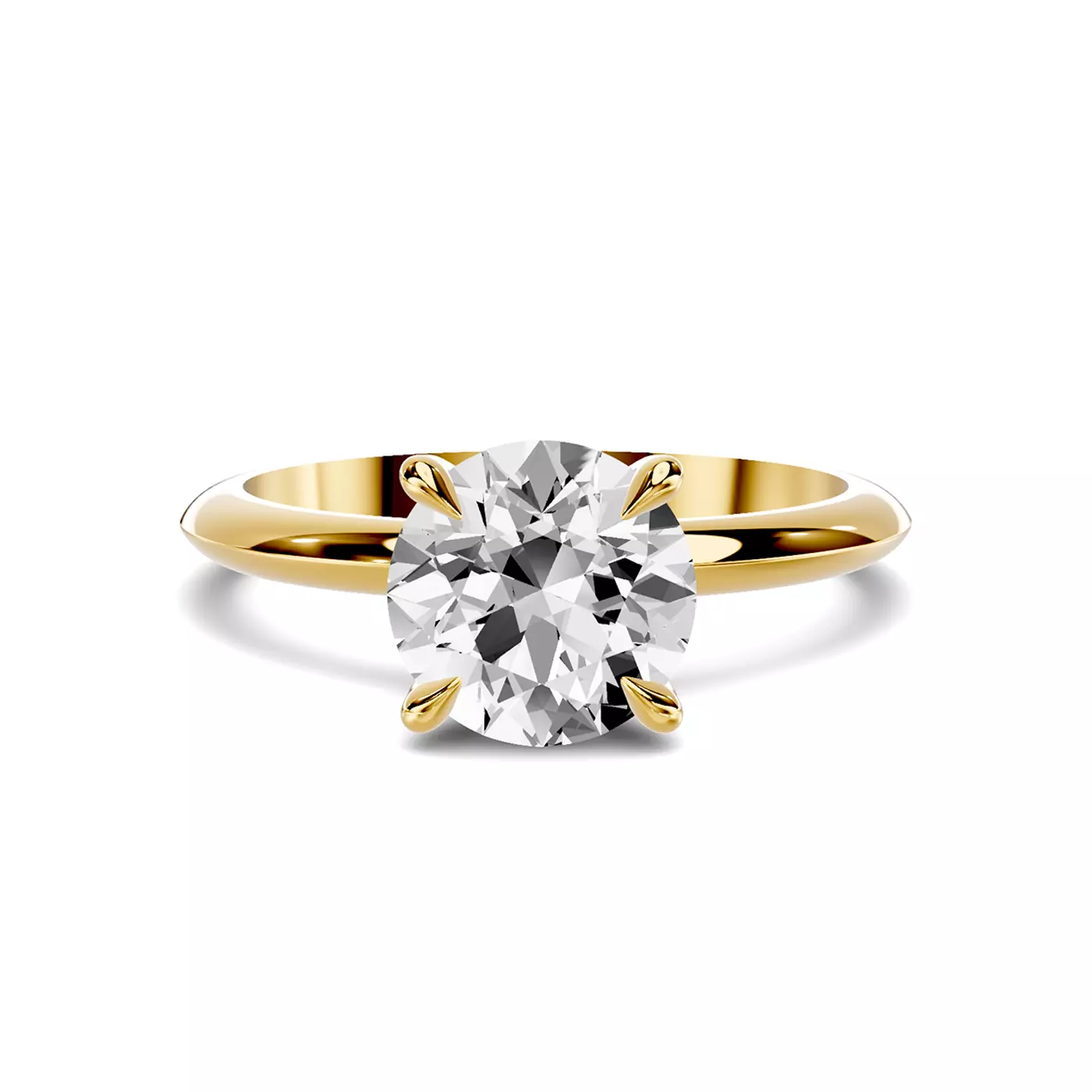 Knife-Edge Band 14K Yellow Gold Engagement Ring