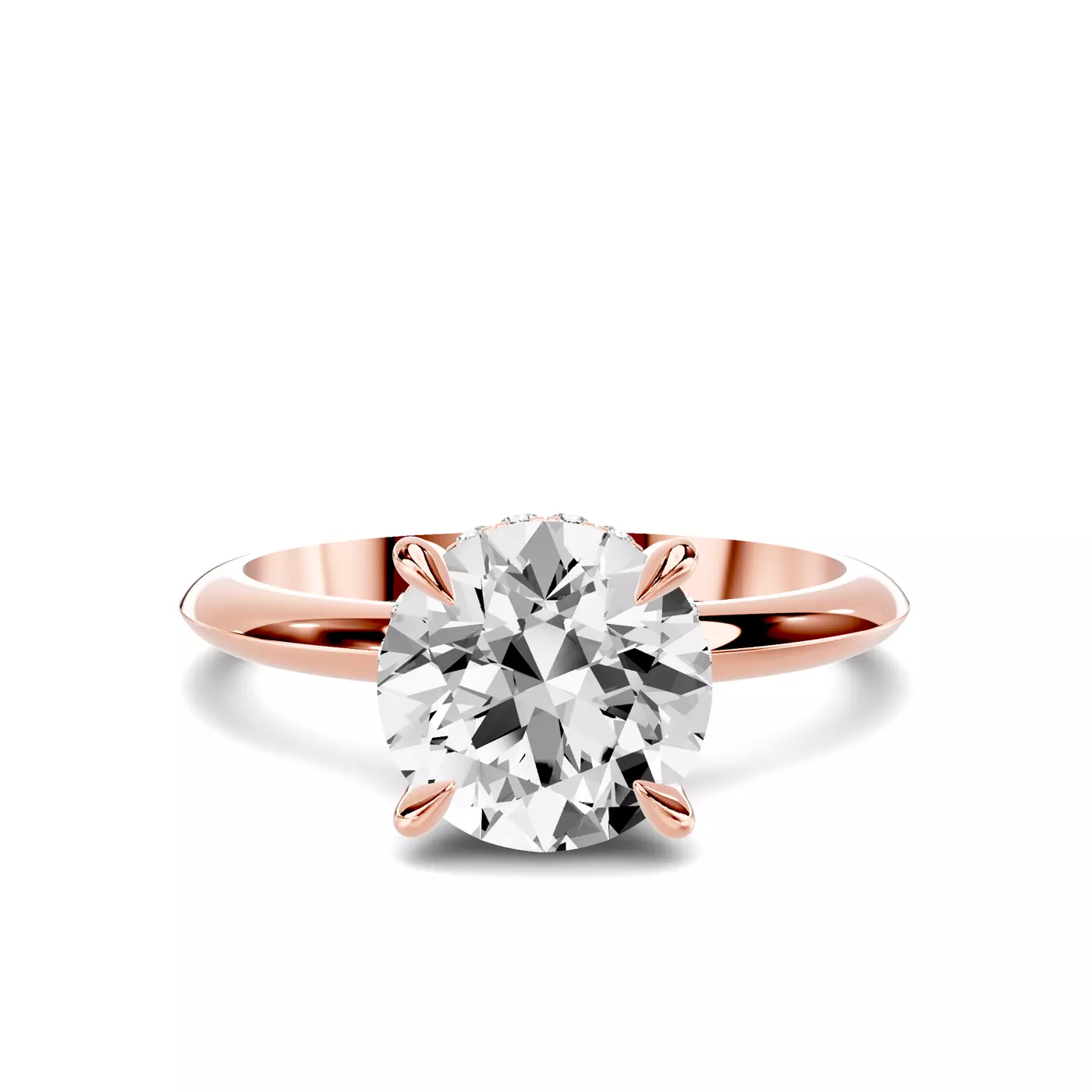 Concealed Halo Sparkle 14K Rose Gold Engagement Ring