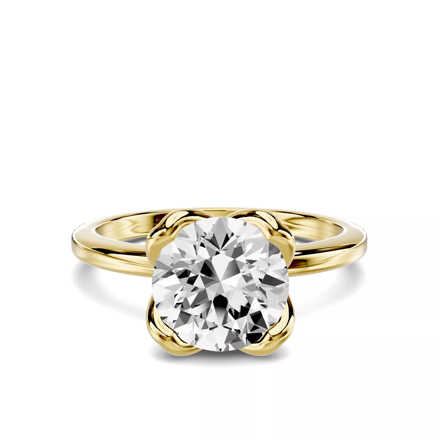 Hidden Halo Sparkle 18K Yellow Gold Engagement Ring