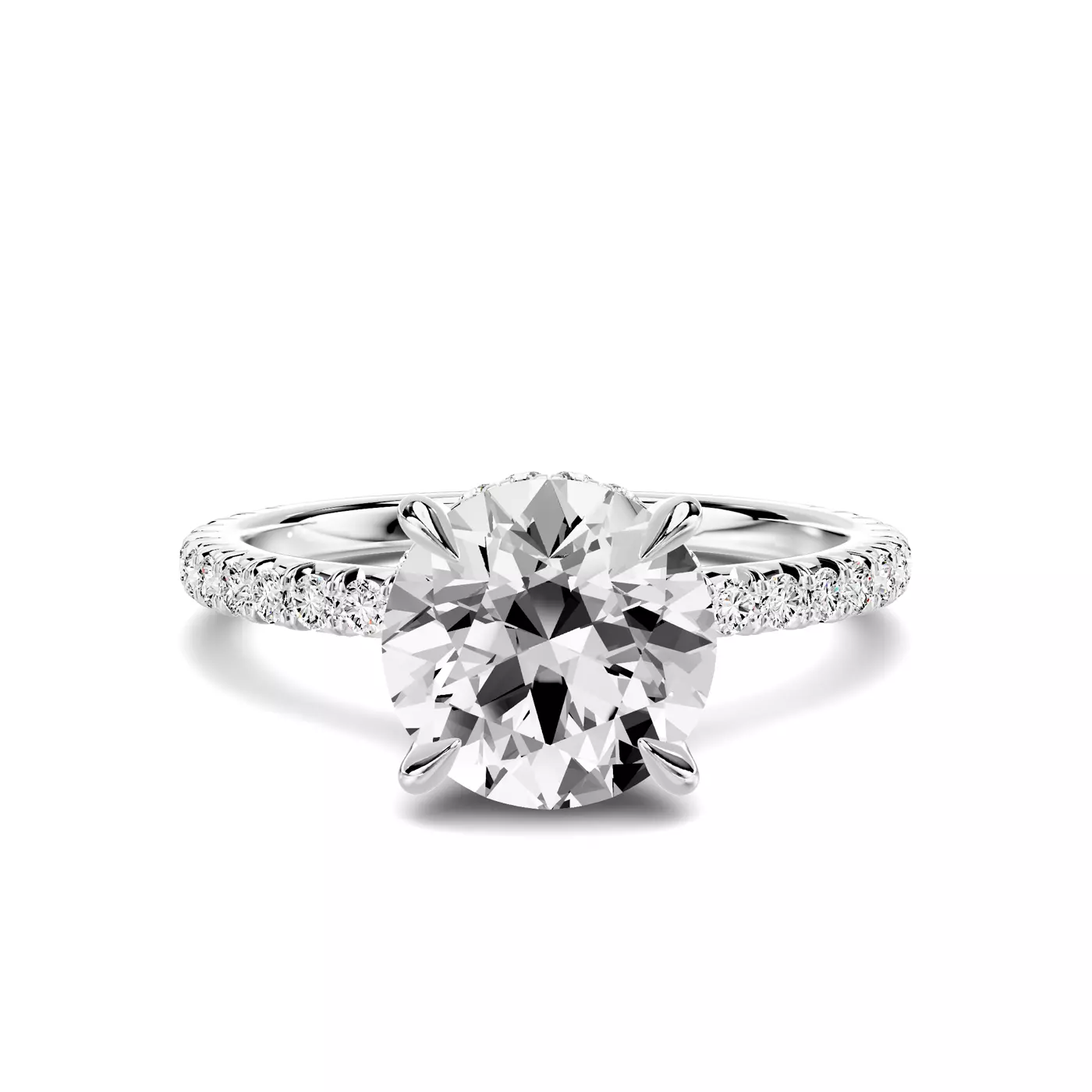 Hidden Halo Detail 14K White Gold Engagement Ring