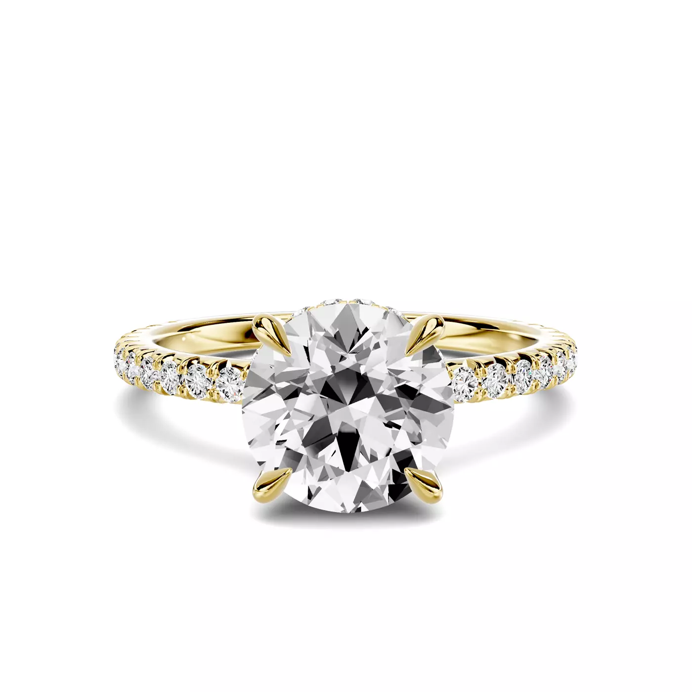 Hidden Halo Detail 18K Yellow Gold Engagement Ring