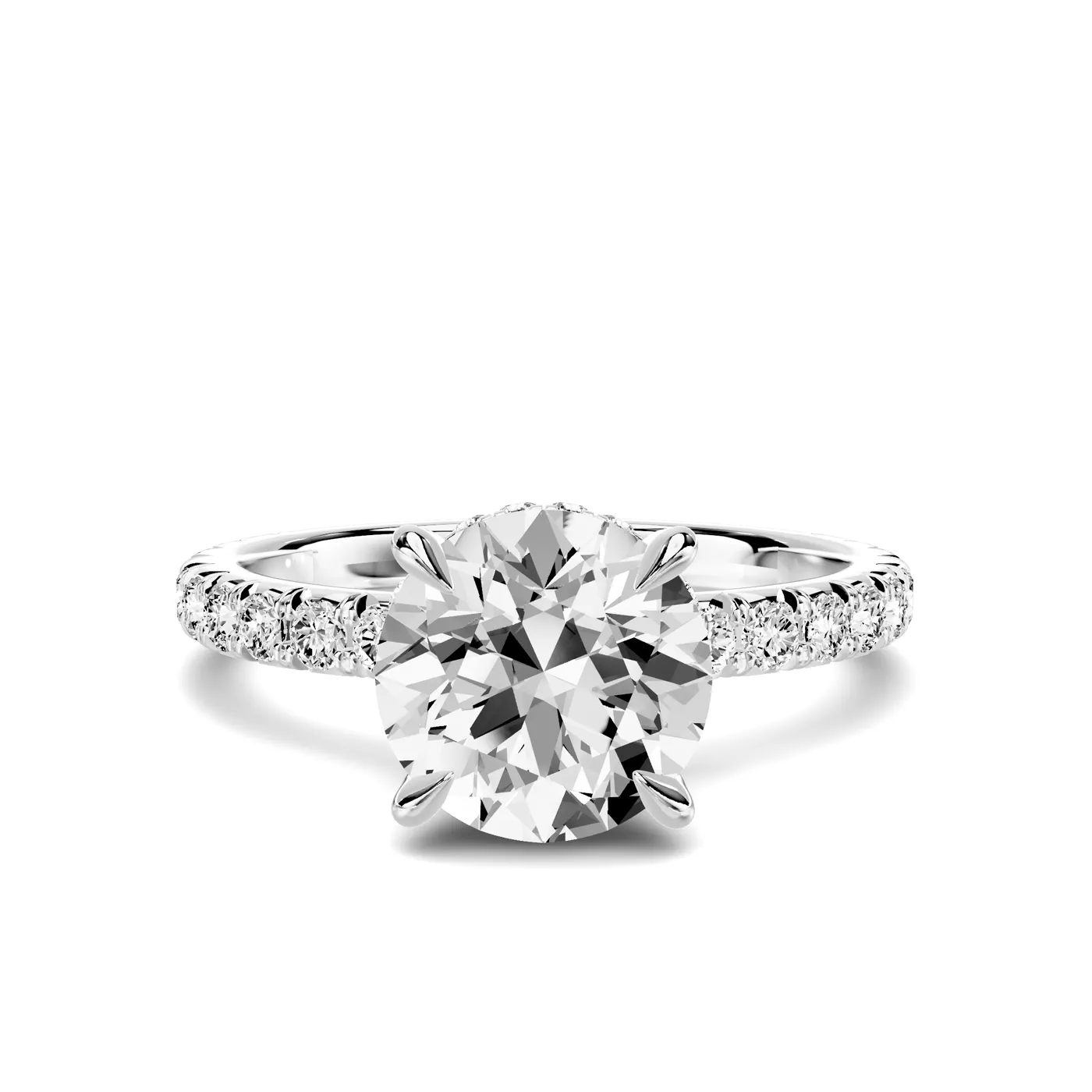 Hidden Halo Detail 14K White Gold Engagement Ring