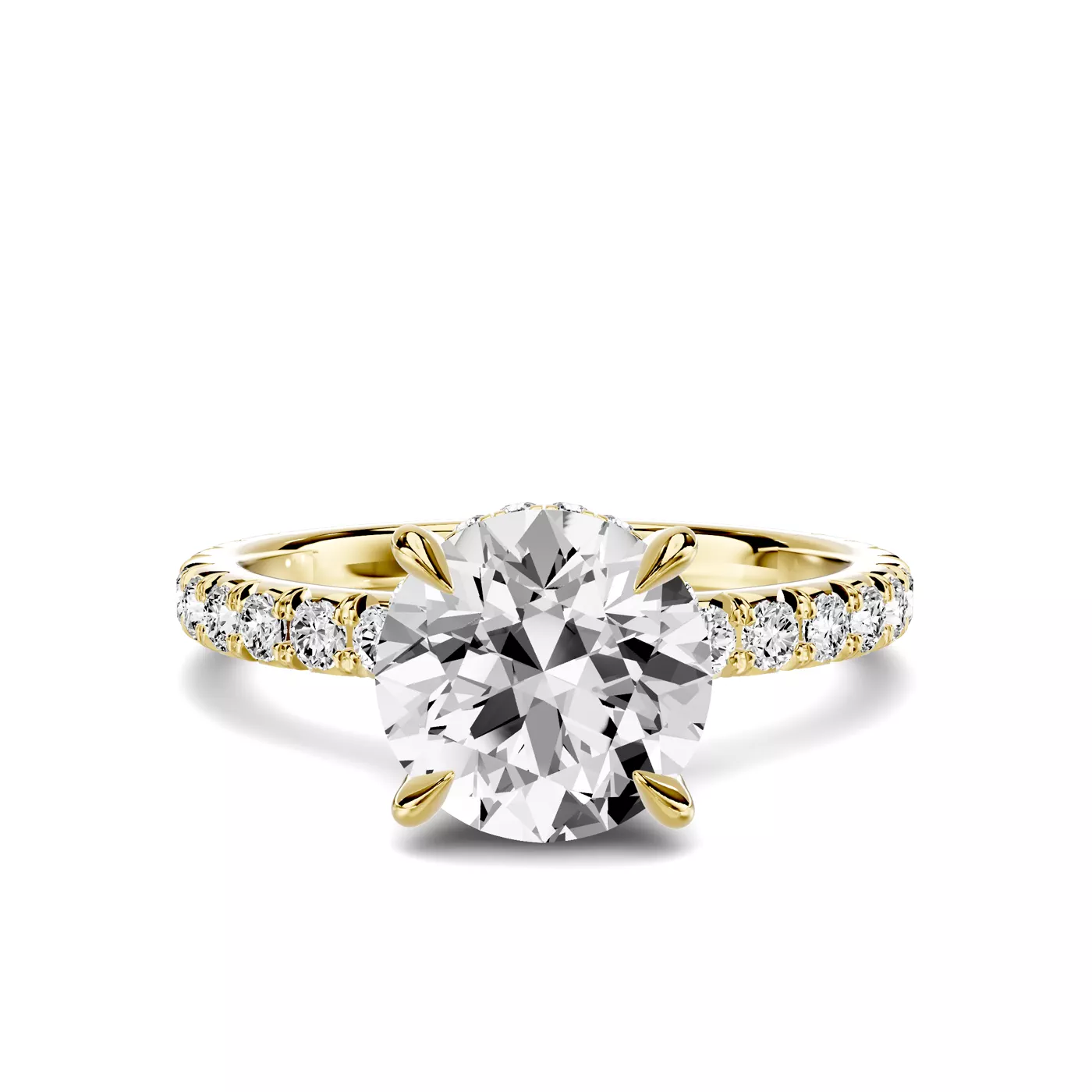 Hidden Halo Detail 18K Yellow Gold Engagement Ring