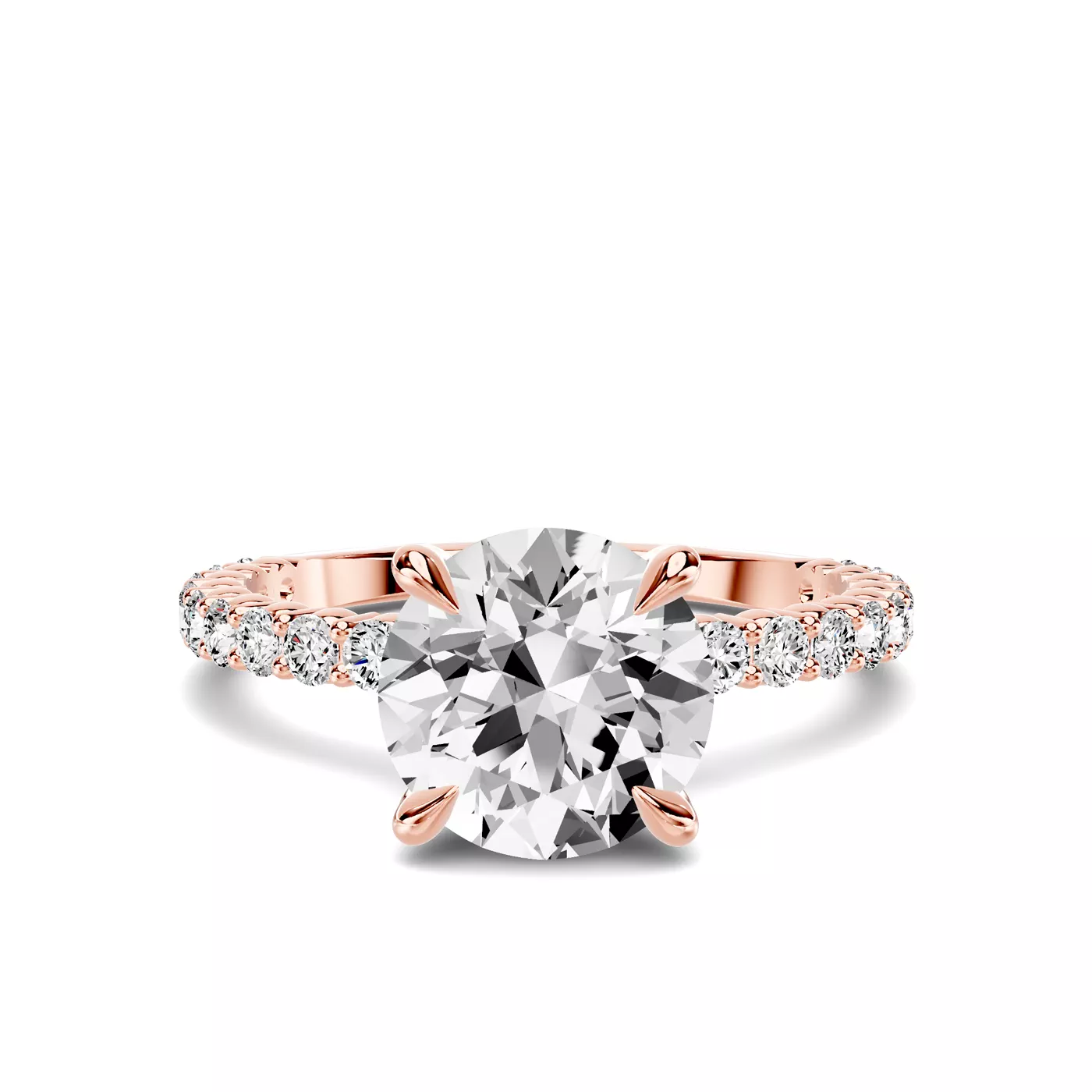 Brilliant Side Accents 14K Rose Gold Engagement Ring