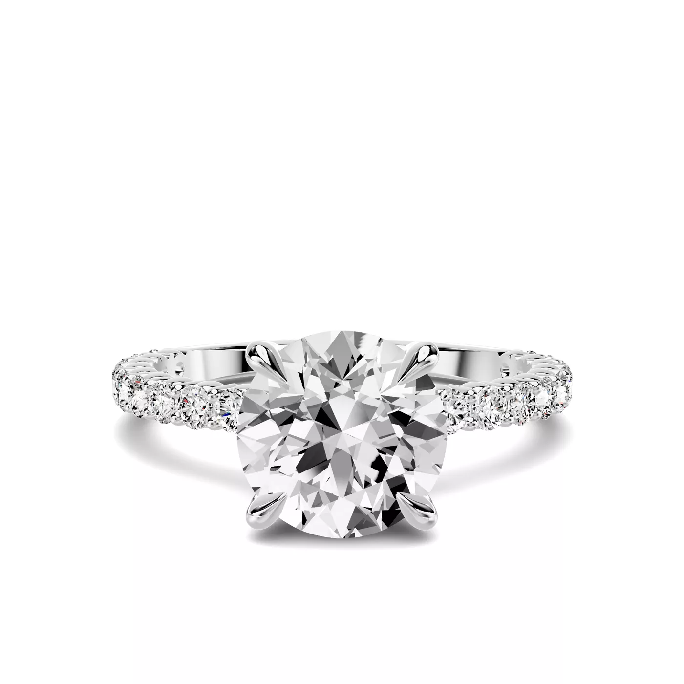 Brilliant Side Accents 18K White Gold Engagement Ring