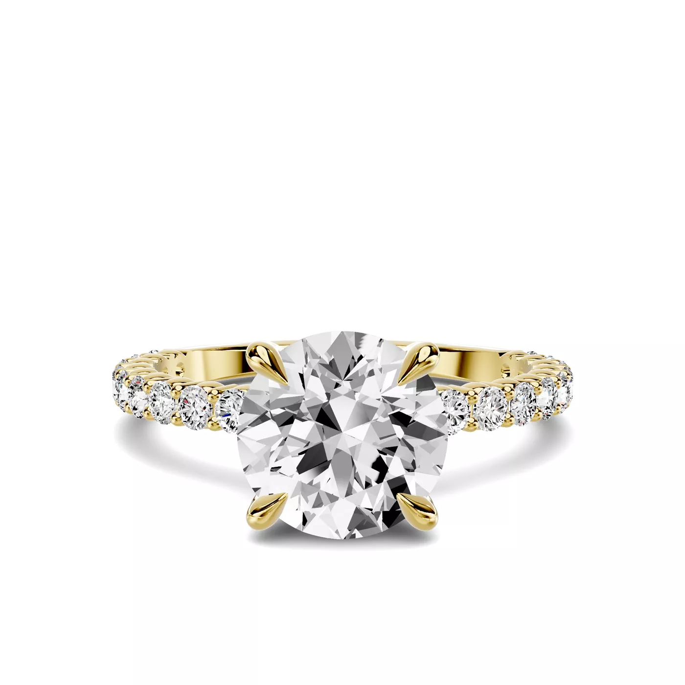 Brilliant Side Accents 18K Yellow Gold Engagement Ring