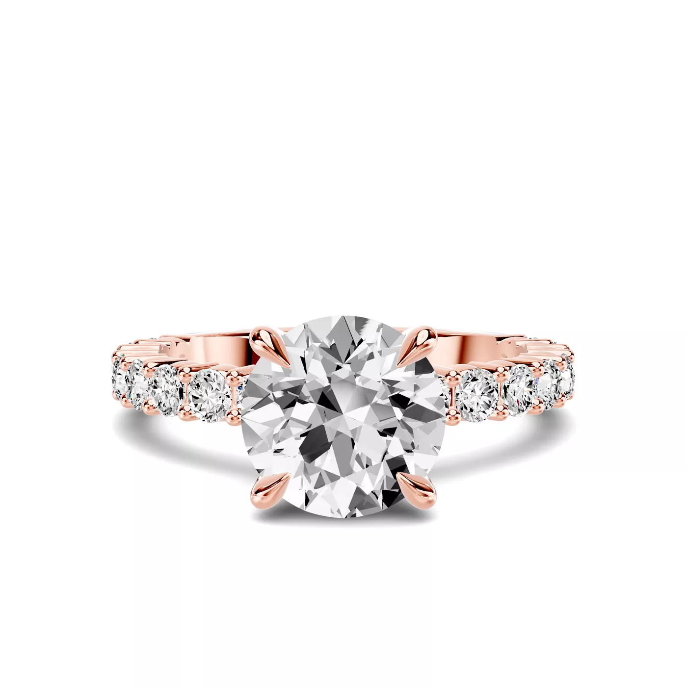 Brilliant Side Accents 14K Rose Gold Engagement Ring